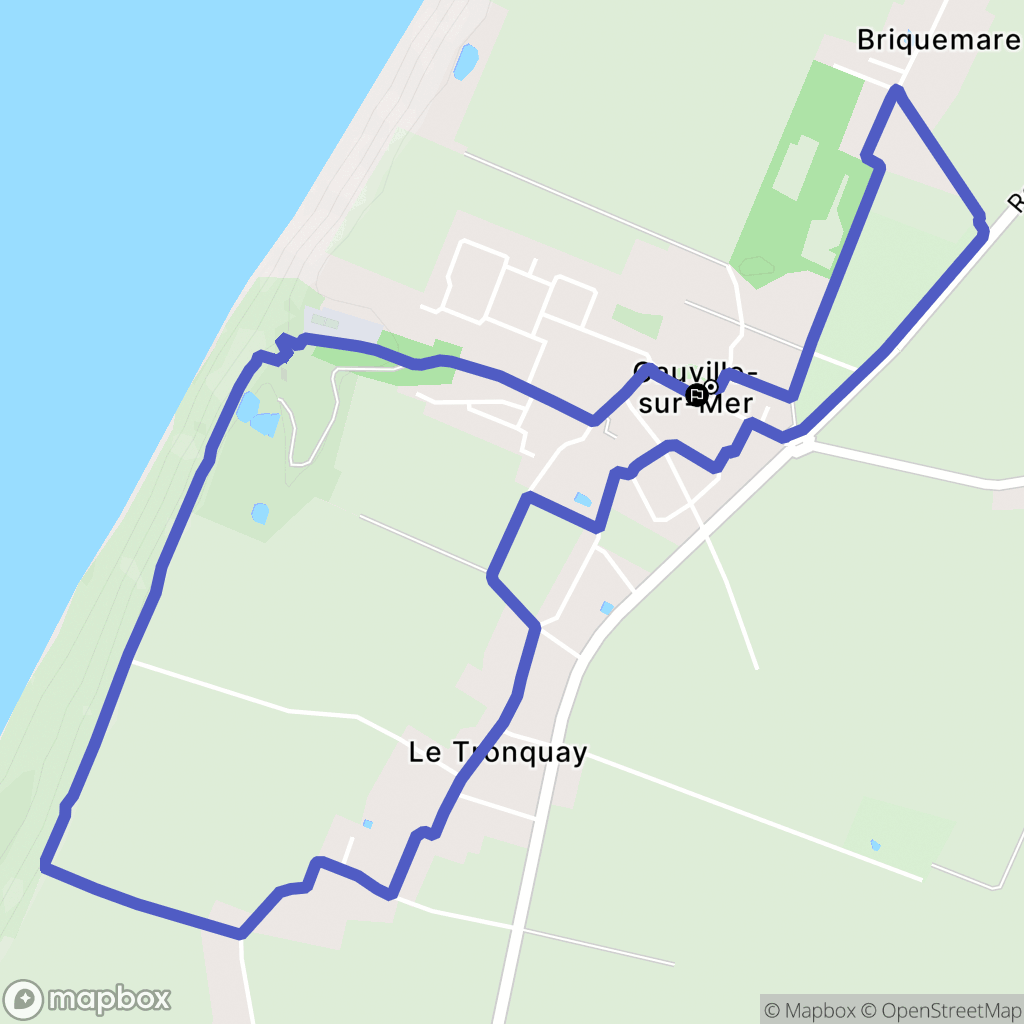 Cauville-sur-Mer : carte du parcours de randonnée - France