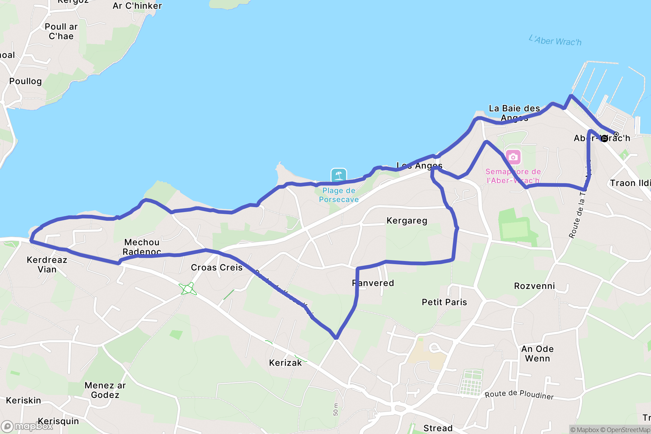 Landéda : carte du parcours de randonnée - France