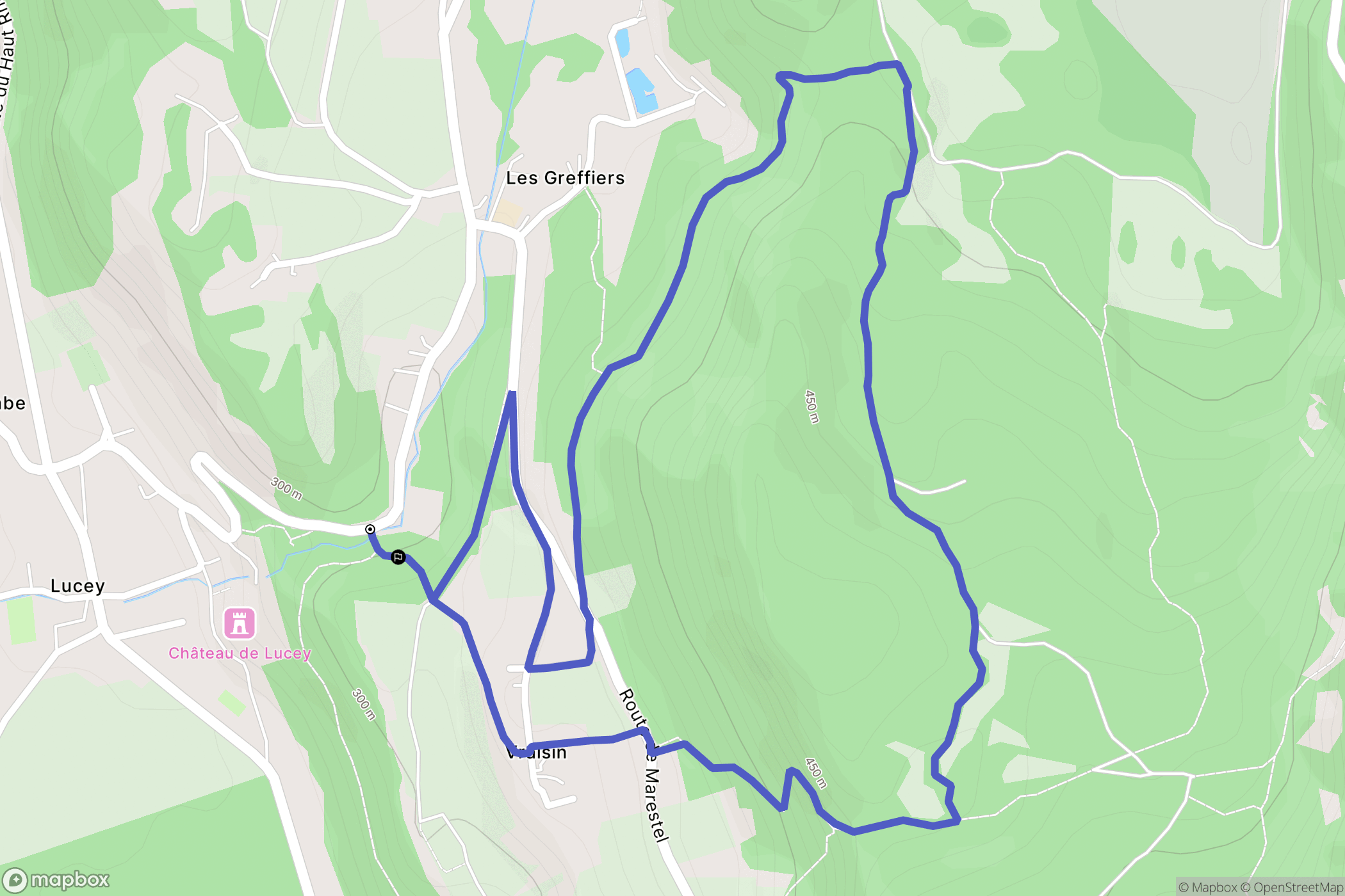 Lucey : carte du parcours de randonnée - France