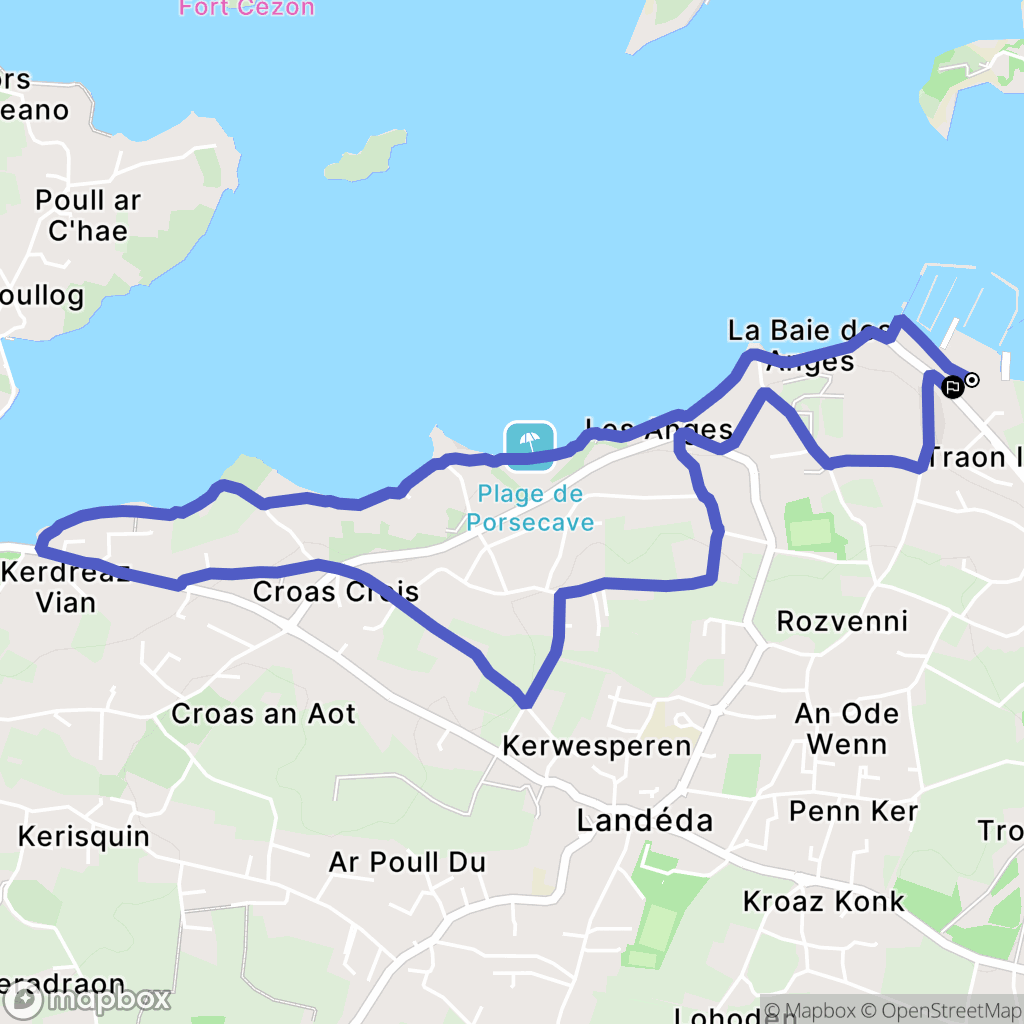 Landéda : carte du parcours de randonnée - France