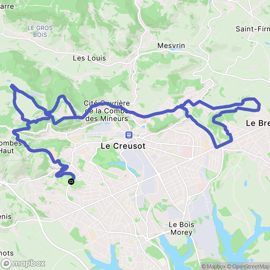 Le Creusot : carte du parcours de randonnée - France