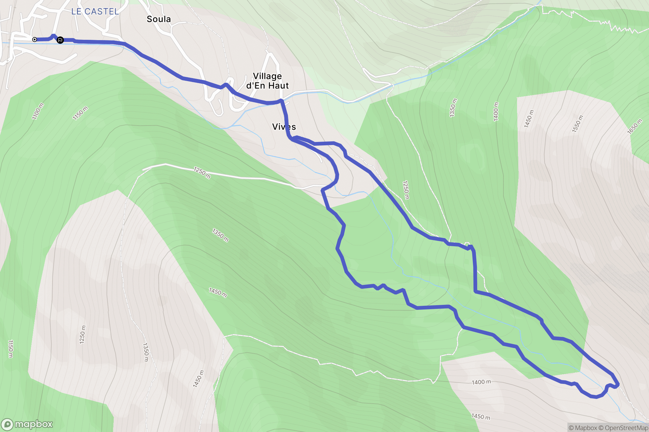 Mérens-les-Vals : carte du parcours de randonnée - France