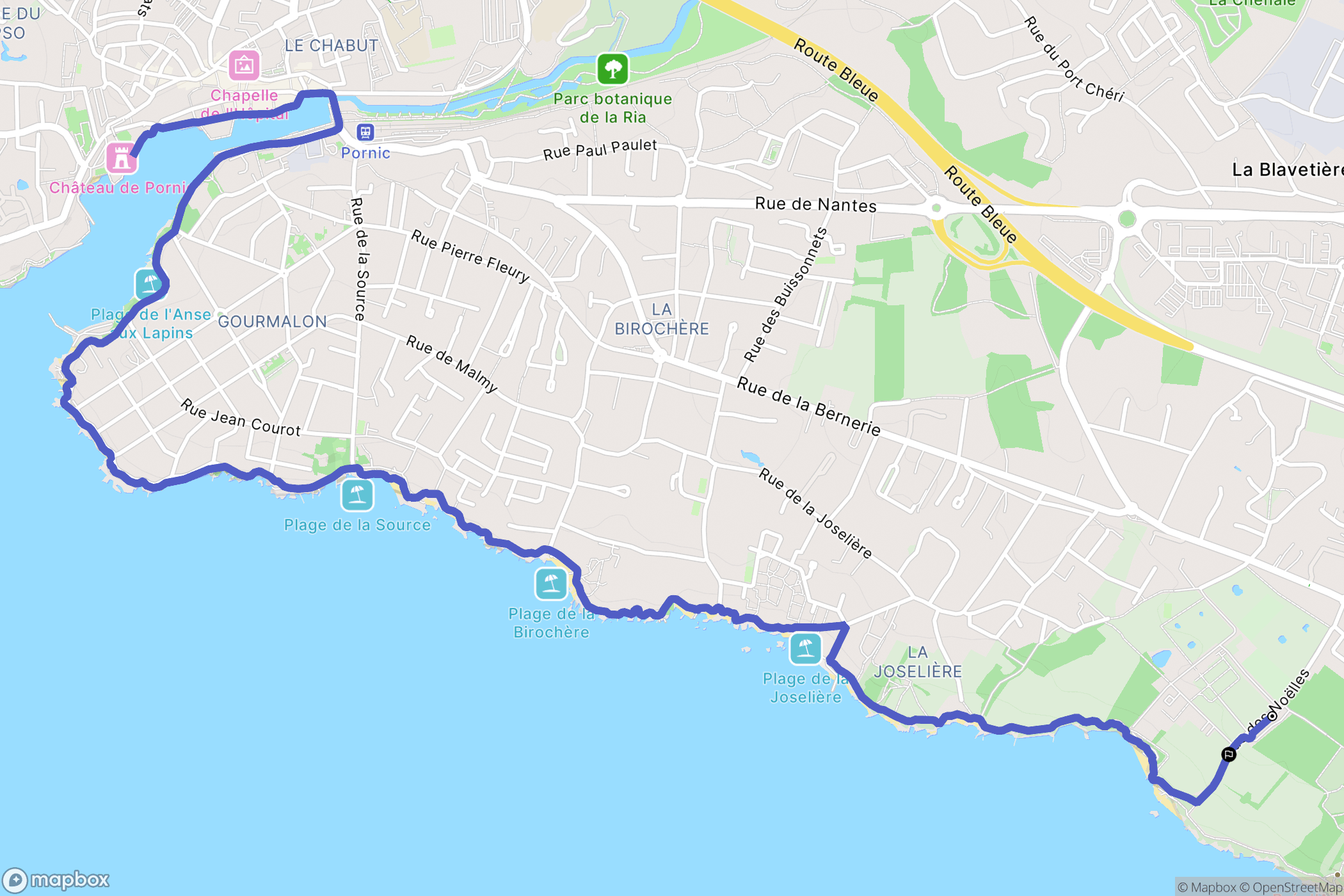 Pornic : carte du parcours de randonnée - France