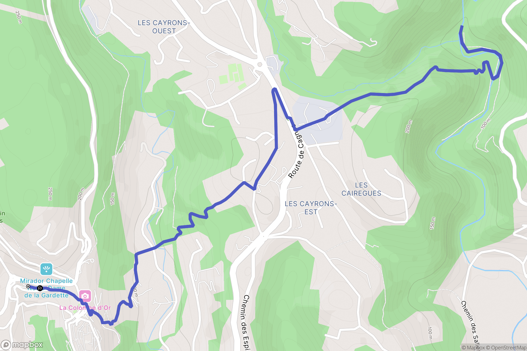 Saint-Paul-de-Vence : carte du parcours de randonnée - France