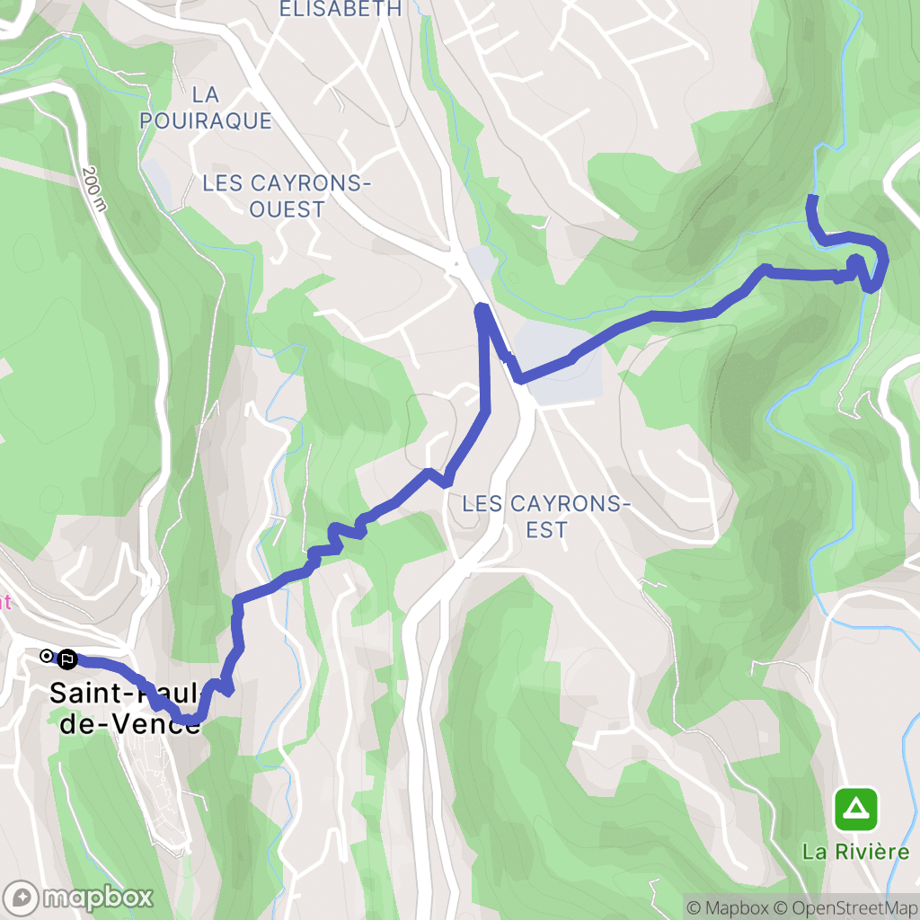 Saint-Paul-de-Vence : carte du parcours de randonnée - France