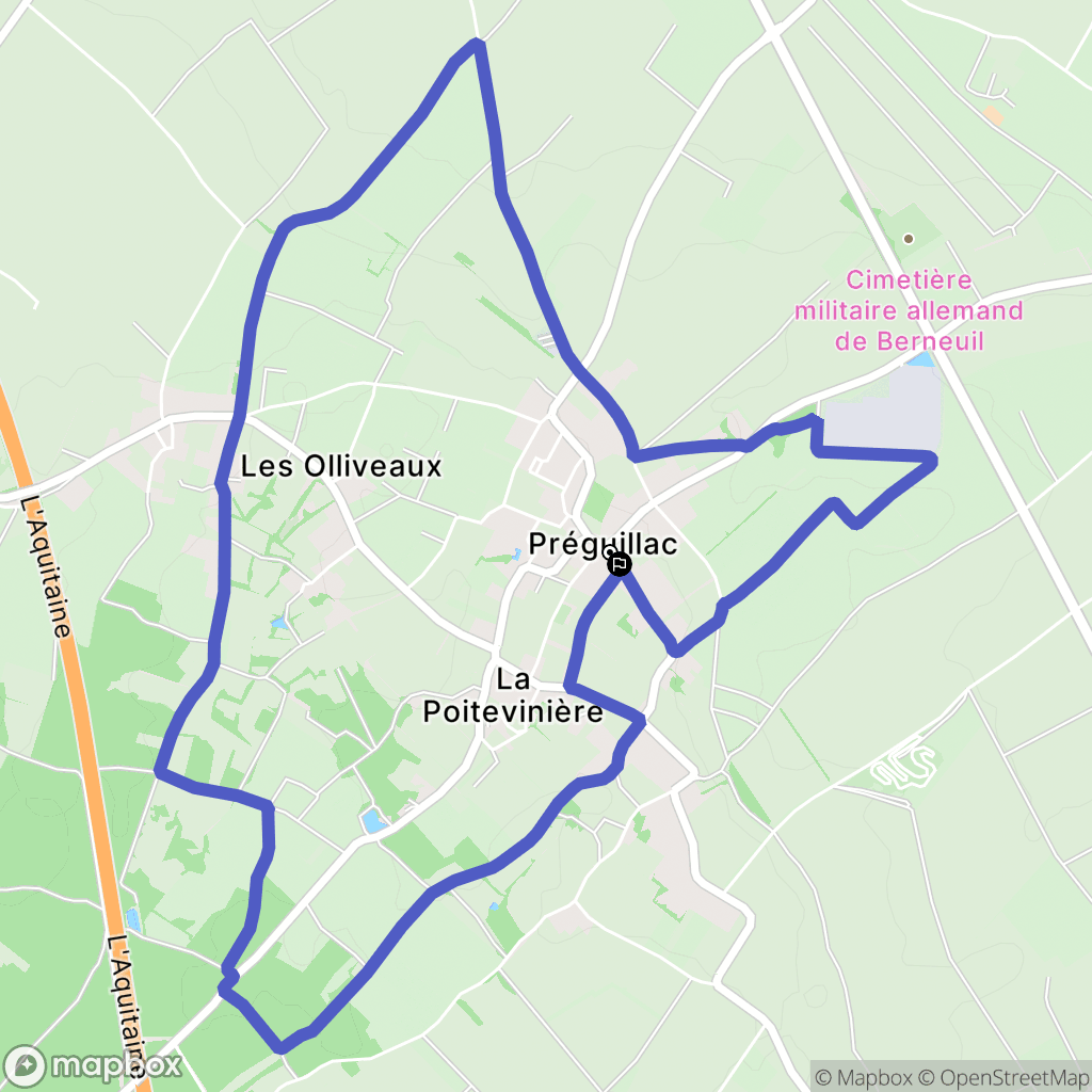 Préguillac : carte du parcours de randonnée - France
