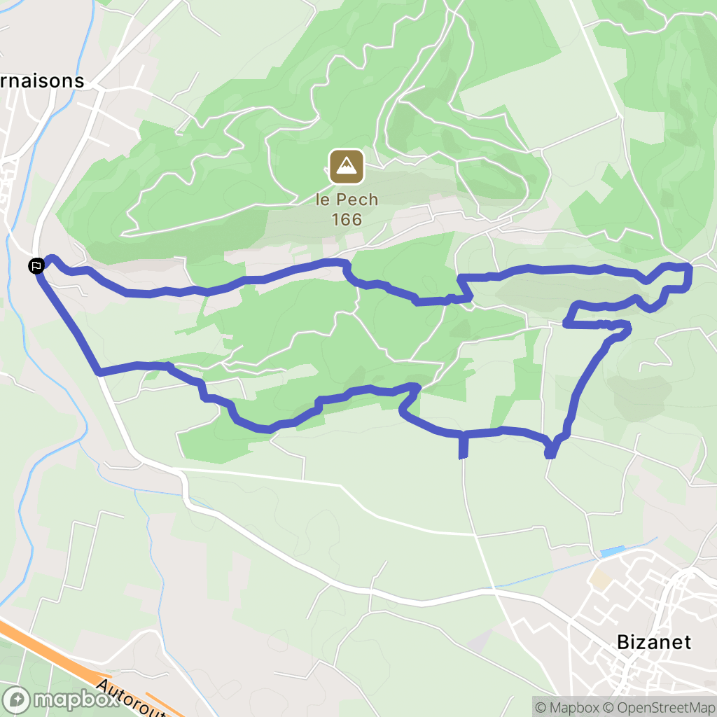 Ornaisons : carte du parcours de randonnée - France