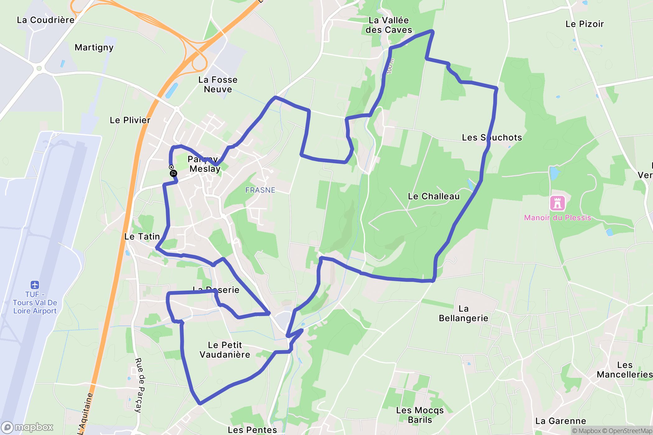 Parçay-Meslay : carte du parcours de randonnée - France