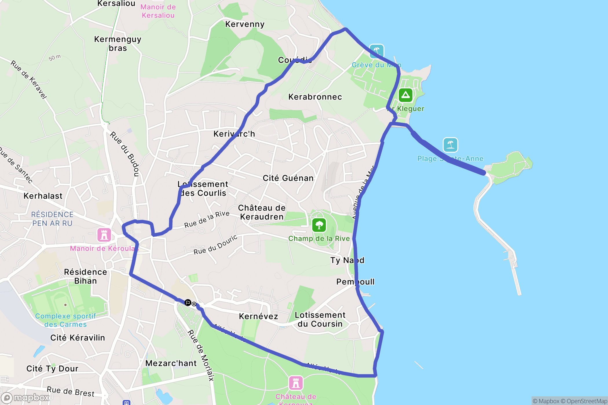Saint-Pol-de-Léon : carte du parcours de randonnée - France