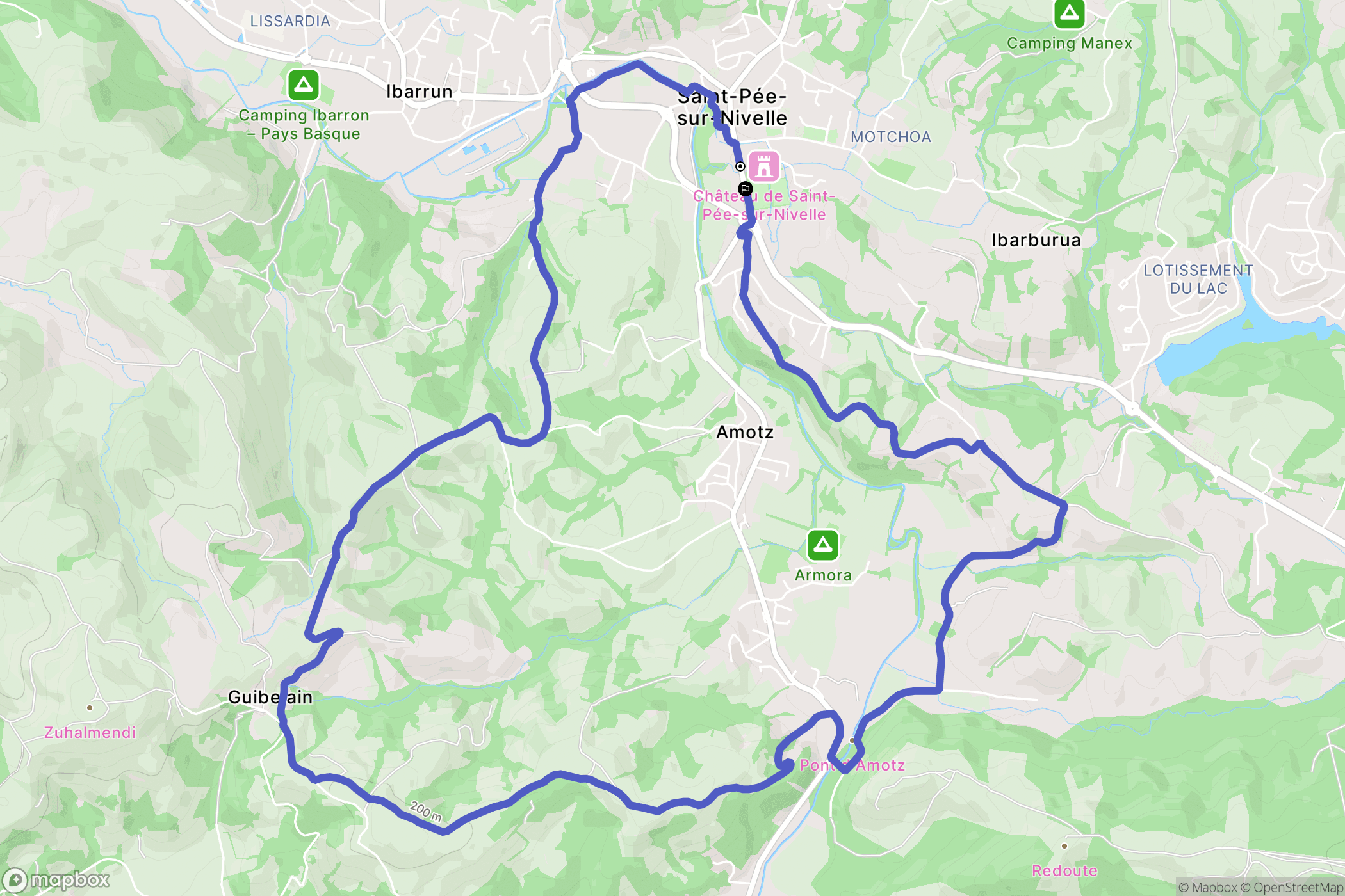 Saint-Pée-sur-Nivelle : carte du parcours de randonnée - France