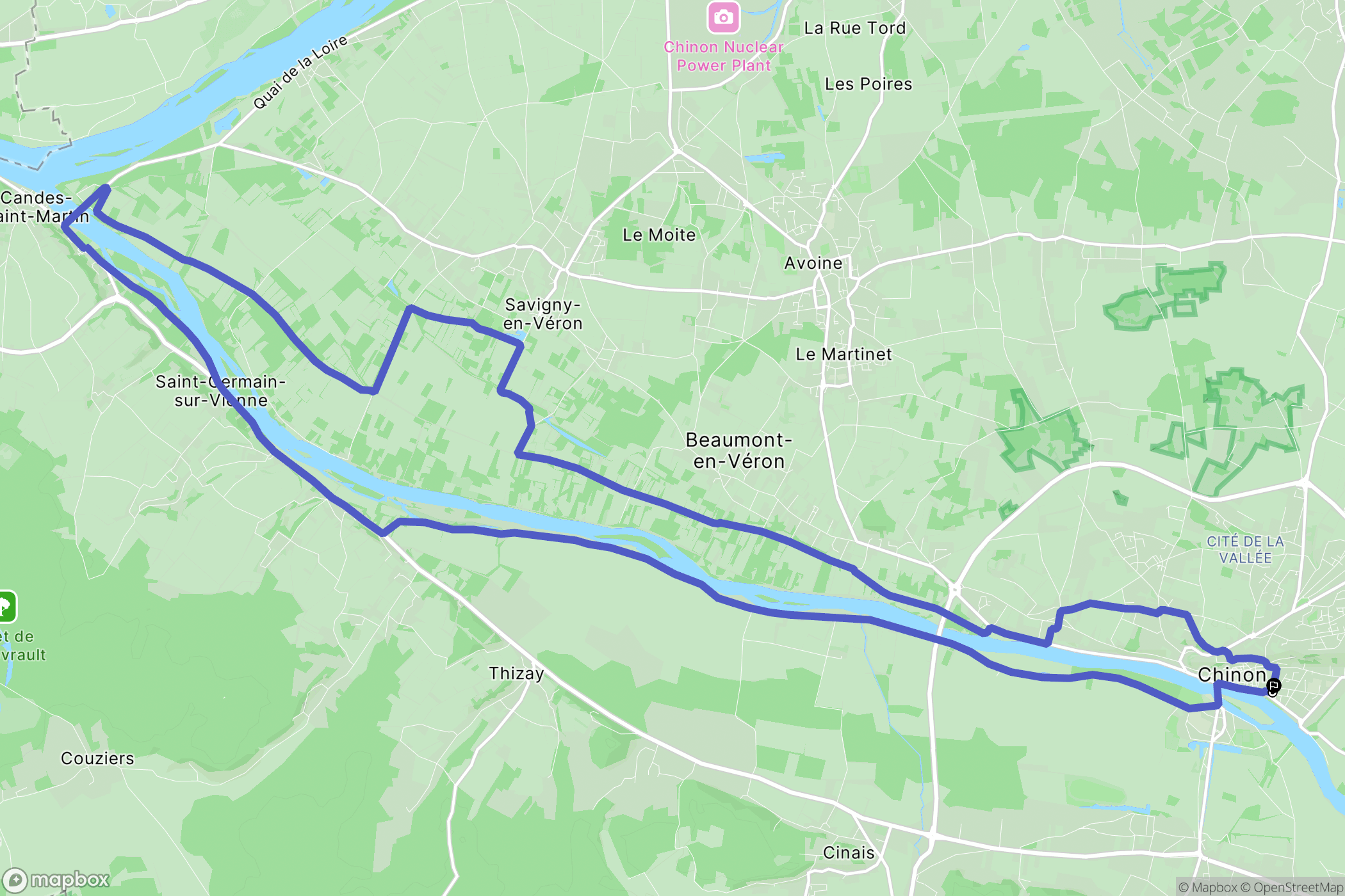 Chinon : carte du parcours de randonnée - France