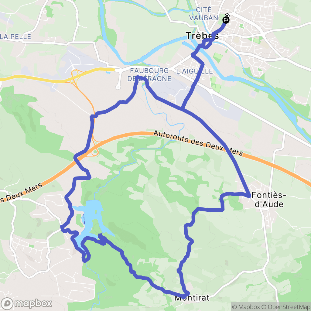 Trèbes : carte du parcours de randonnée - France