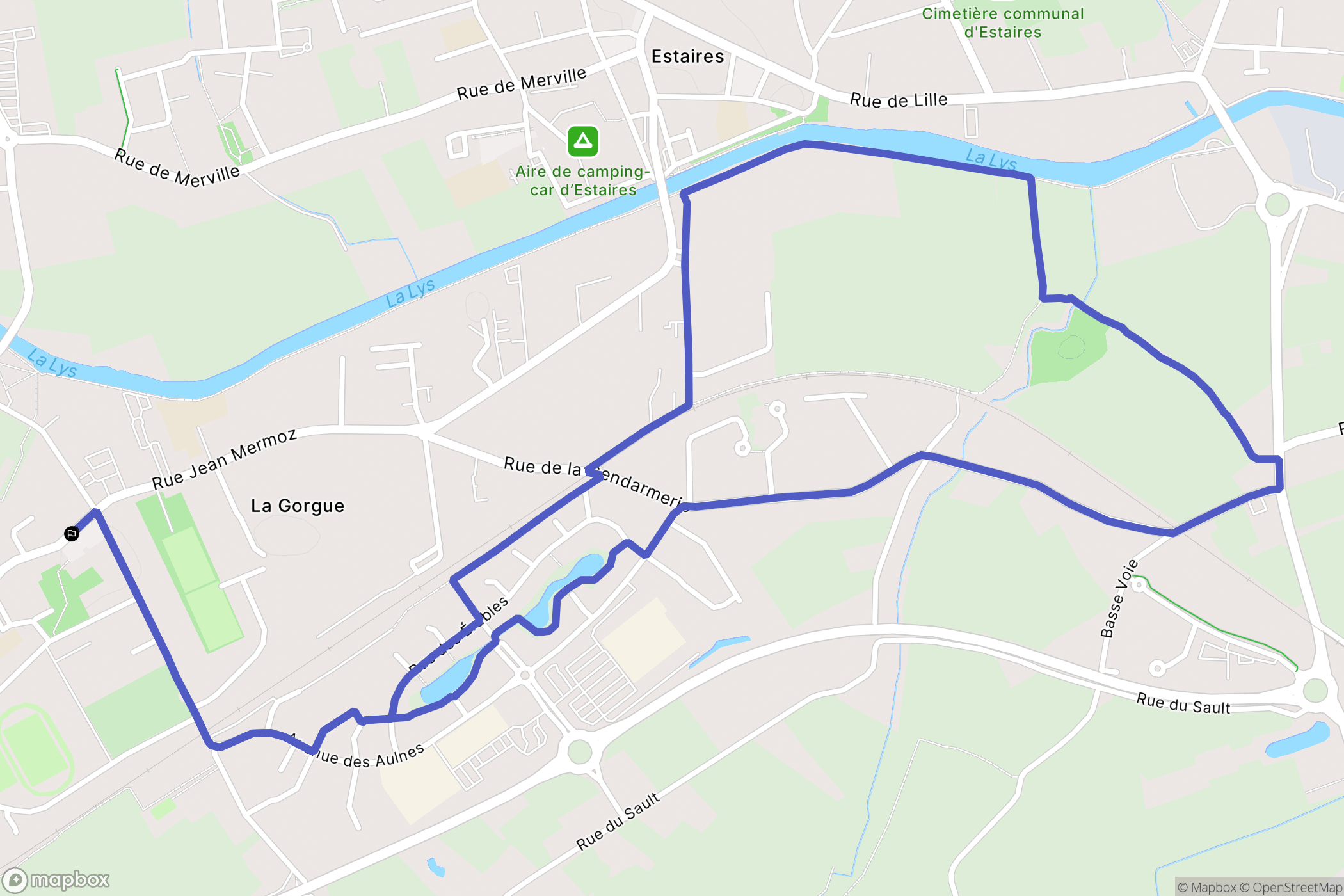 La Gorgue : carte du parcours de randonnée - France