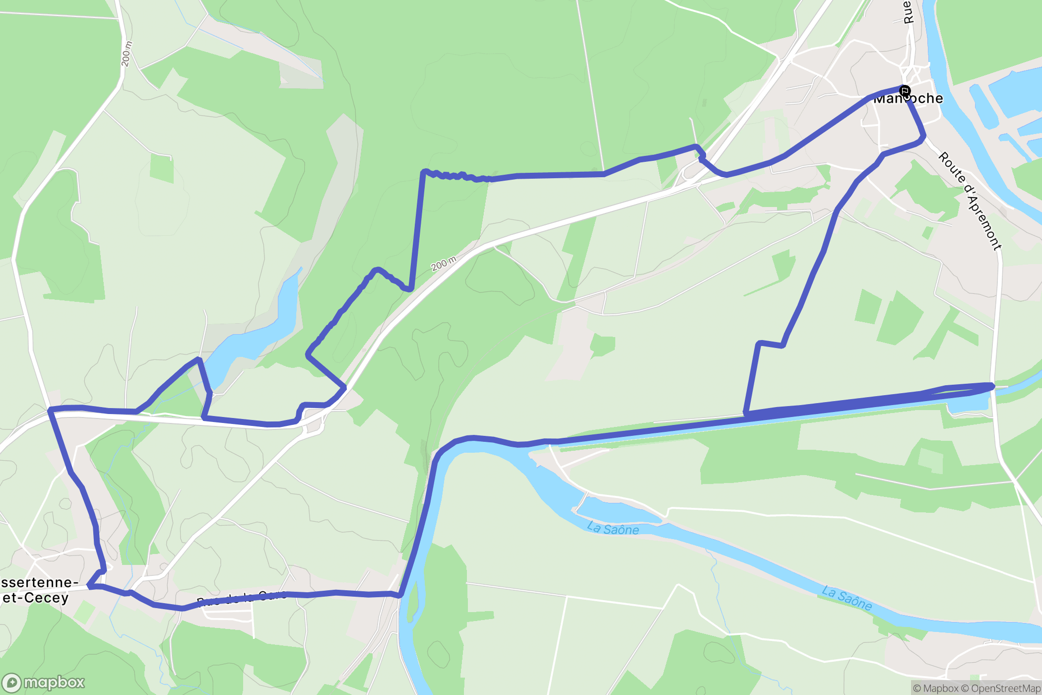Mantoche : carte du parcours de randonnée - France