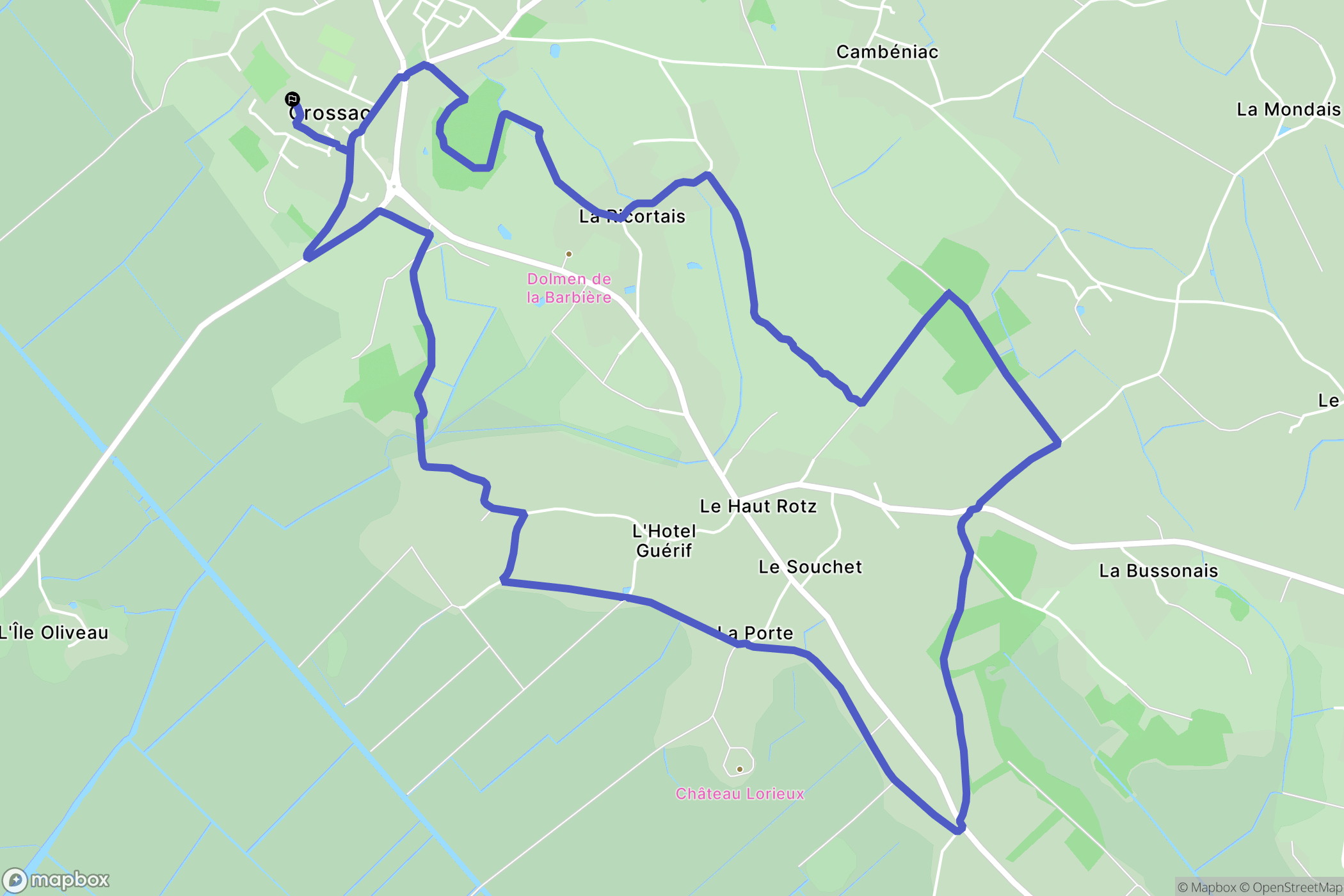 Crossac : carte du parcours de randonnée - France