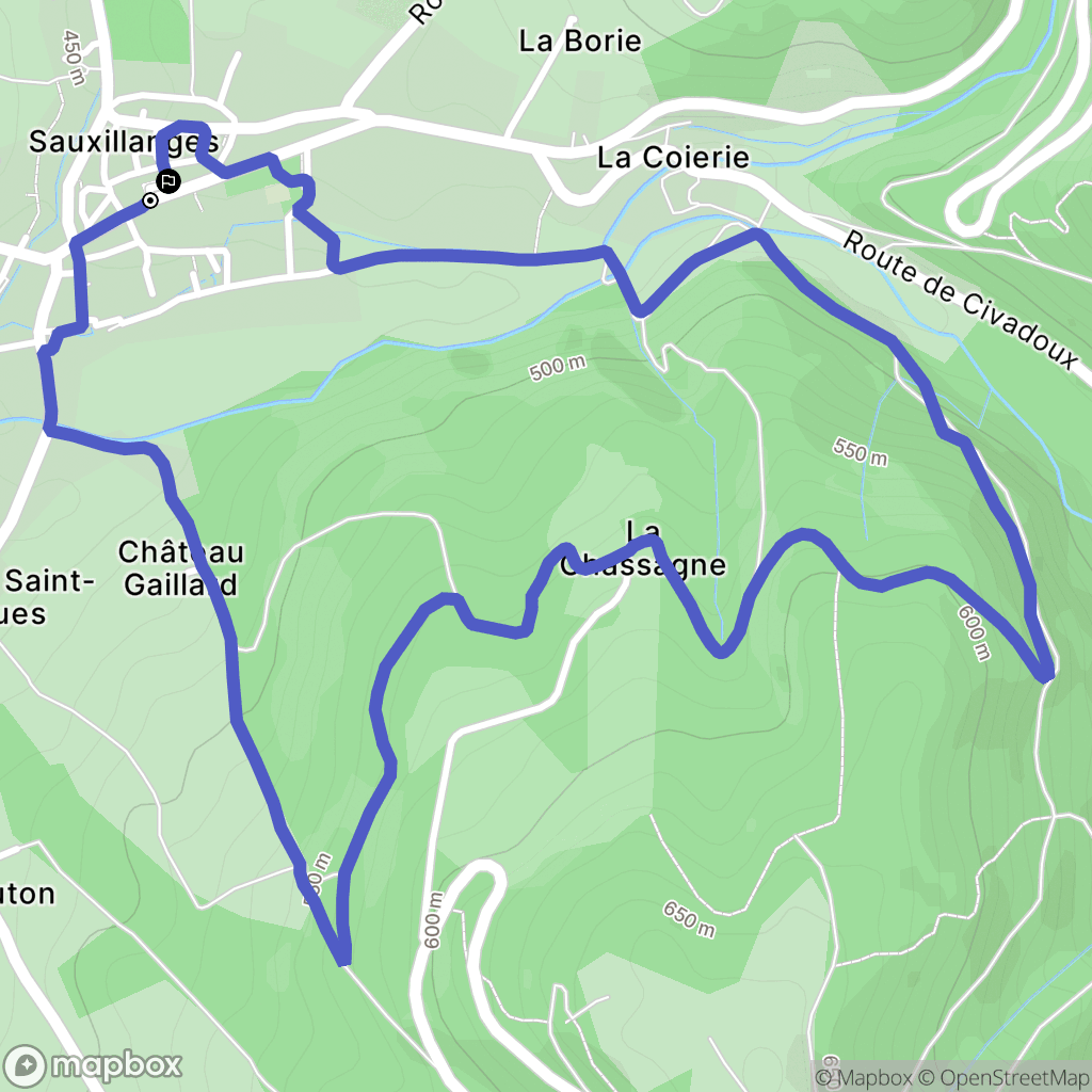 Sauxillanges : carte du parcours de randonnée - France
