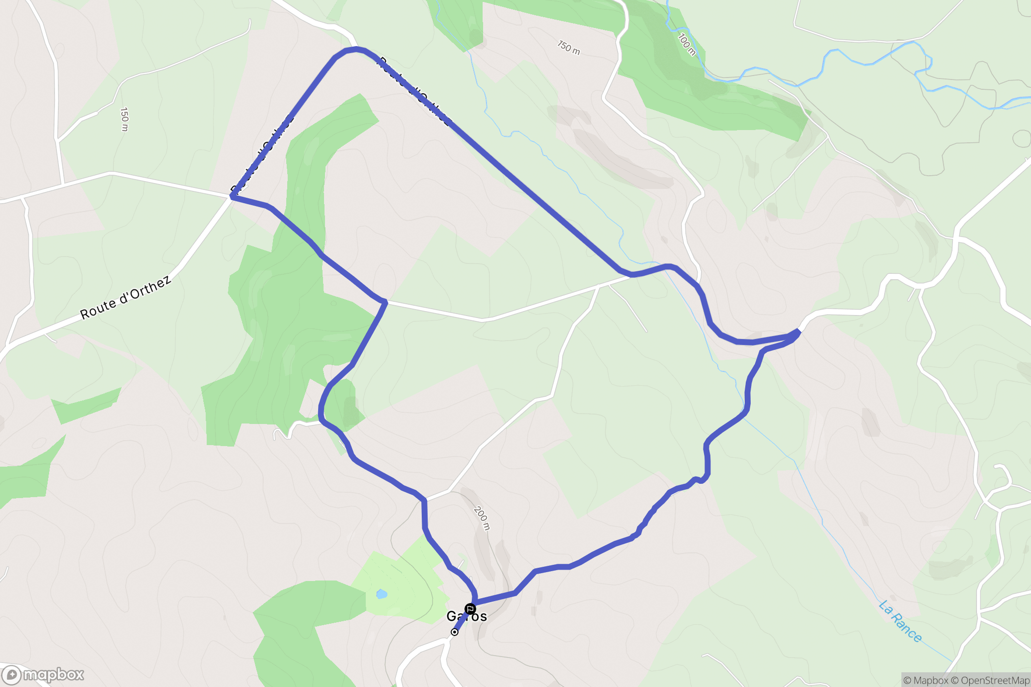 Garos : carte du parcours de randonnée - France