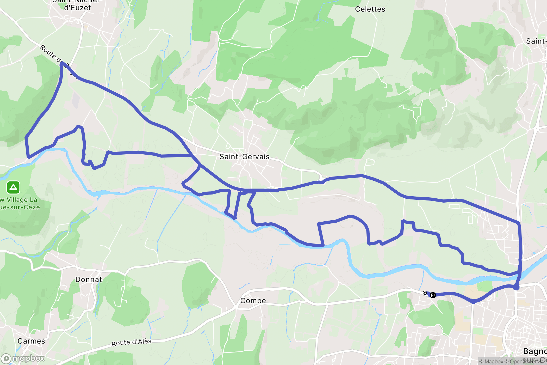 Bagnols-sur-Cèze : carte du parcours de randonnée - France