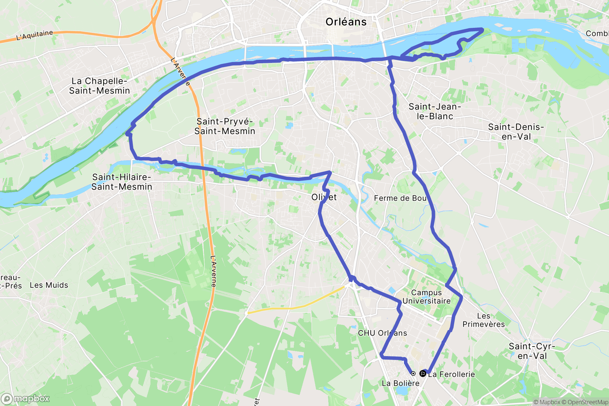 La Source : carte du parcours de randonnée - France