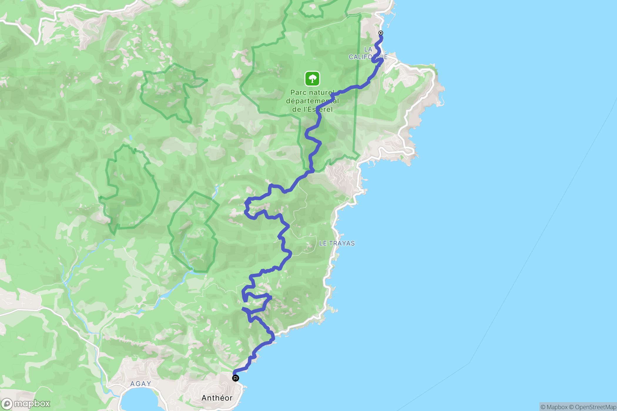 Théoule-sur-Mer : carte du parcours de randonnée - France