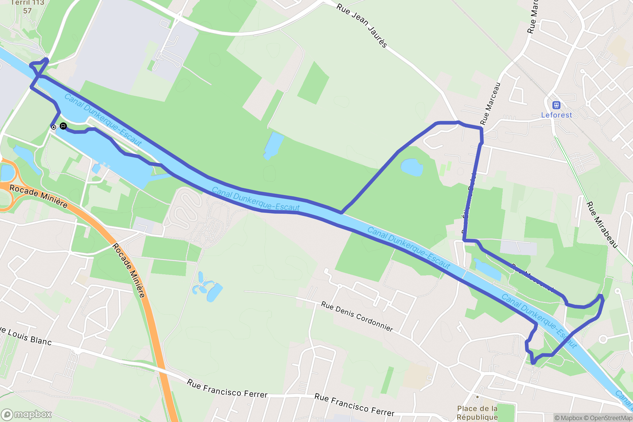 Courcelles-lès-Lens : carte du parcours de randonnée - France