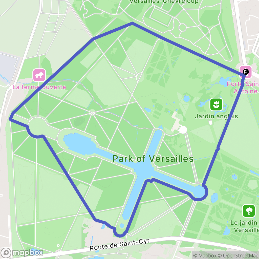 Versailles : carte du parcours de randonnée - France