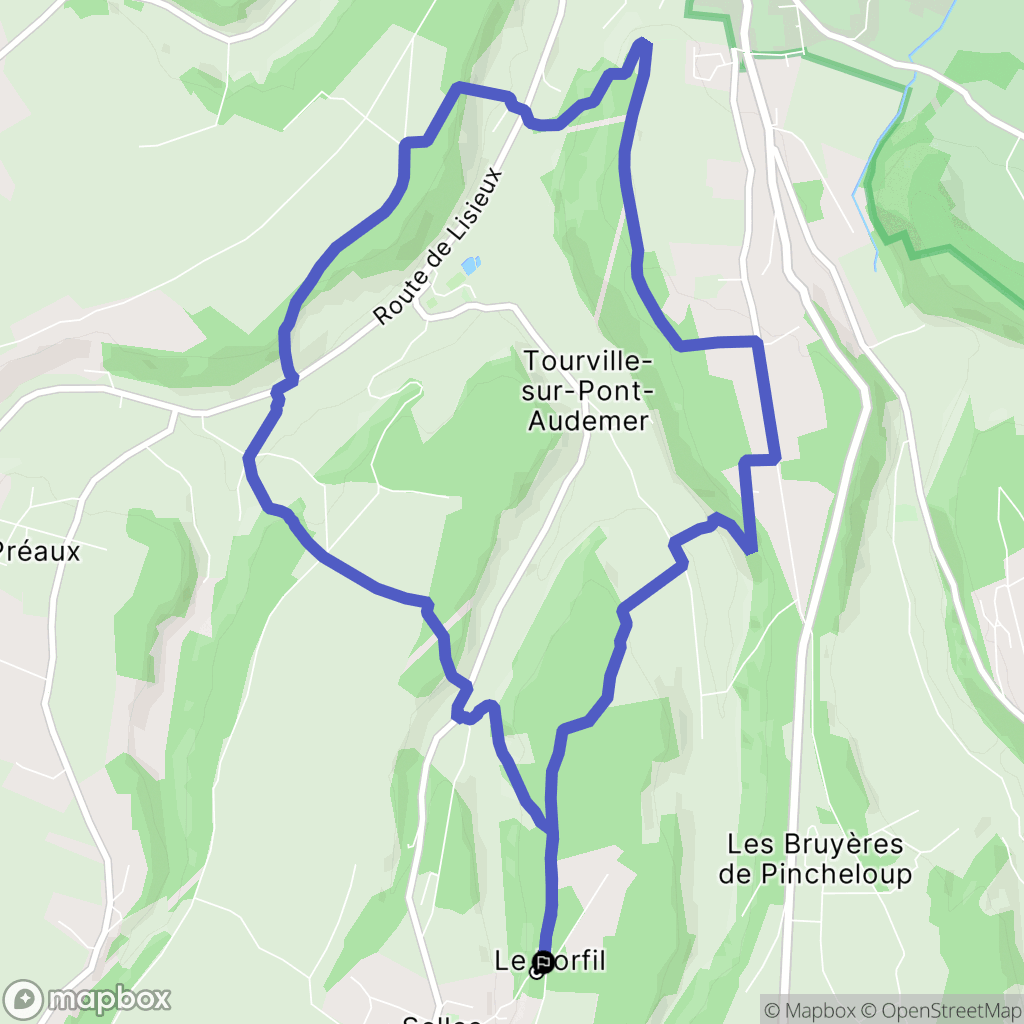 Tourville-sur-Pont-Audemer : carte du parcours de randonnée - France