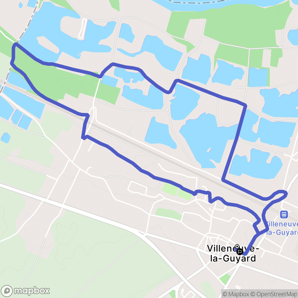 Villeneuve-la-Guyard : carte du parcours de randonnée - France