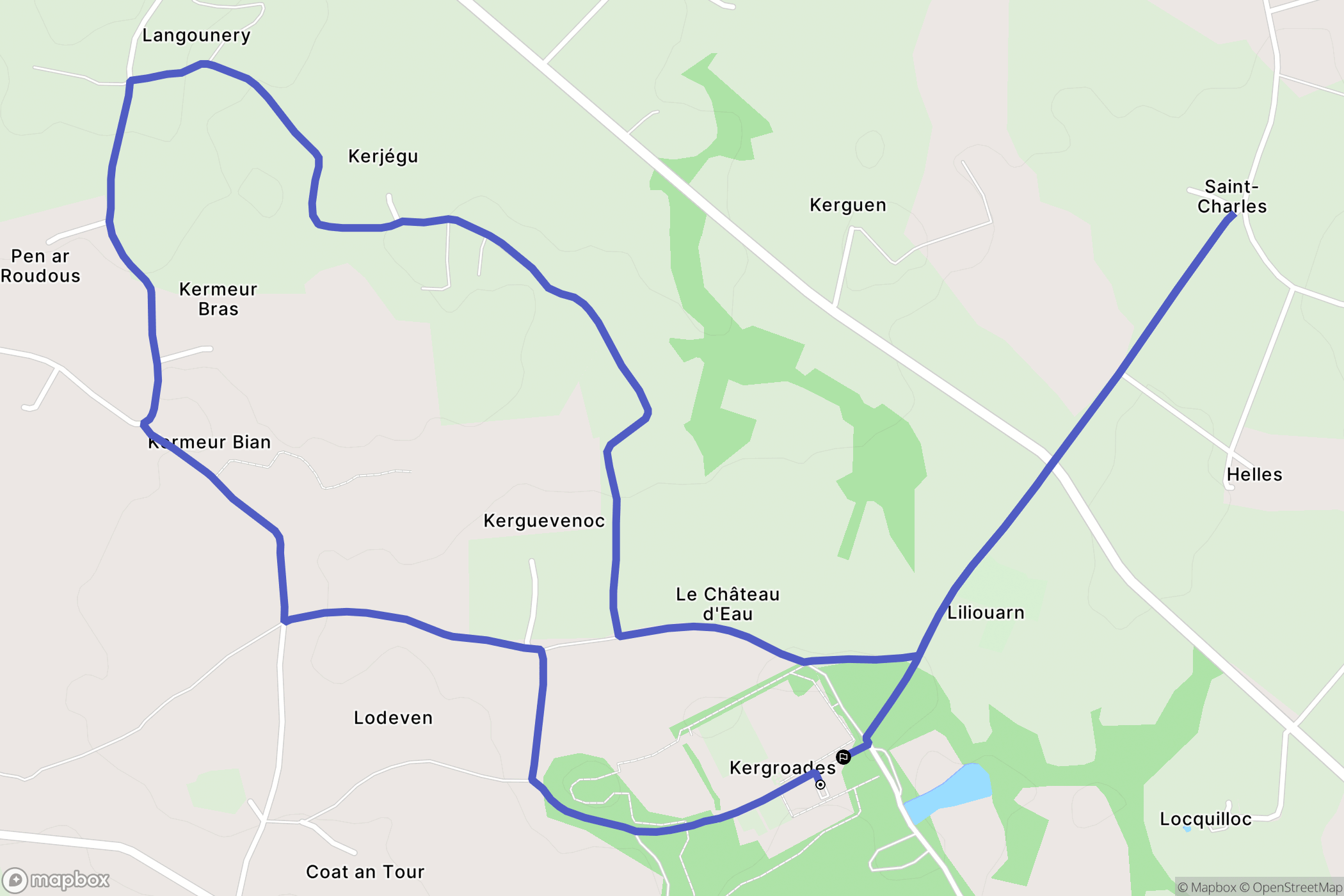 Brélès : carte du parcours de randonnée - France