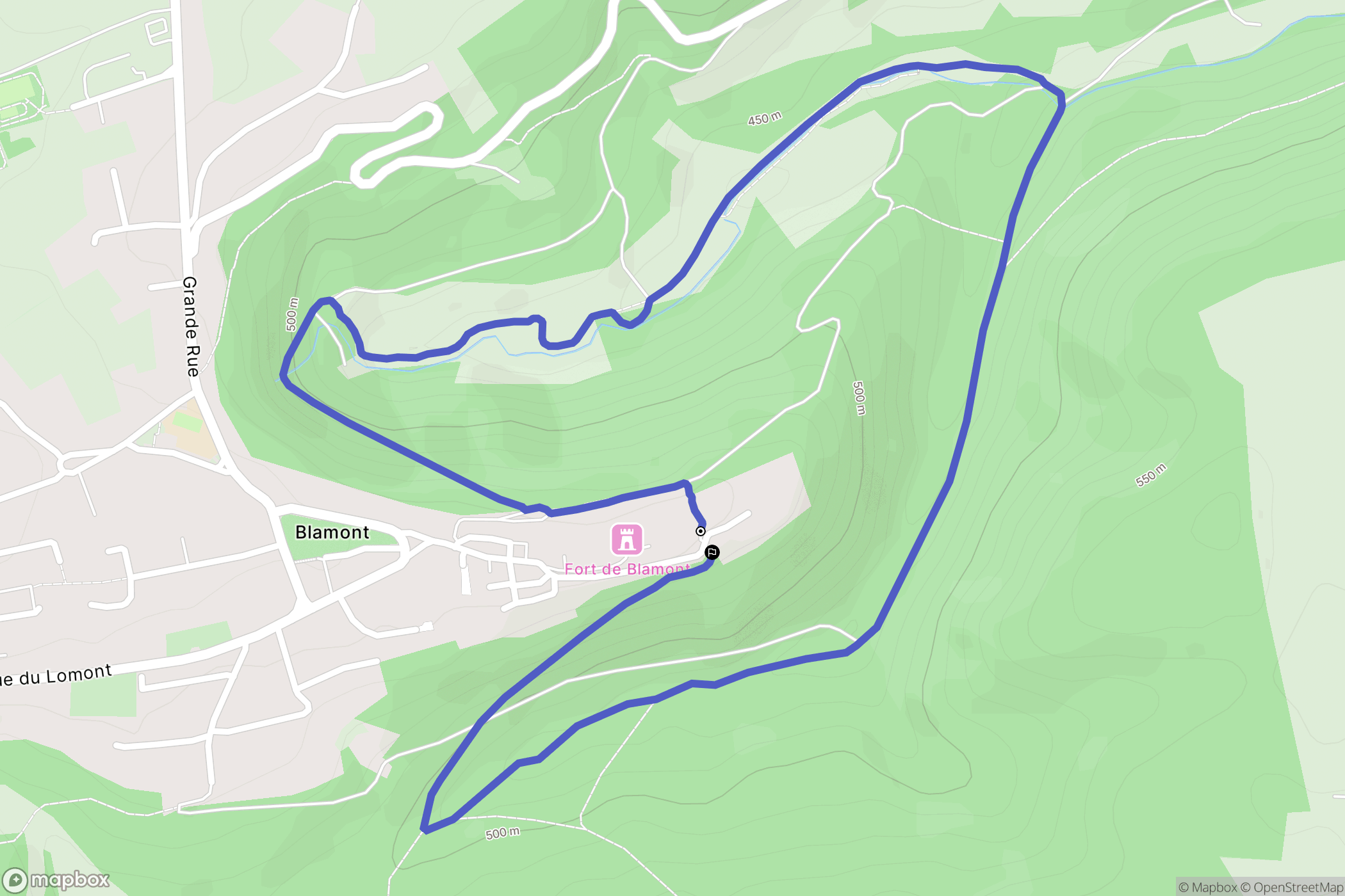 Blamont : carte du parcours de randonnée - France