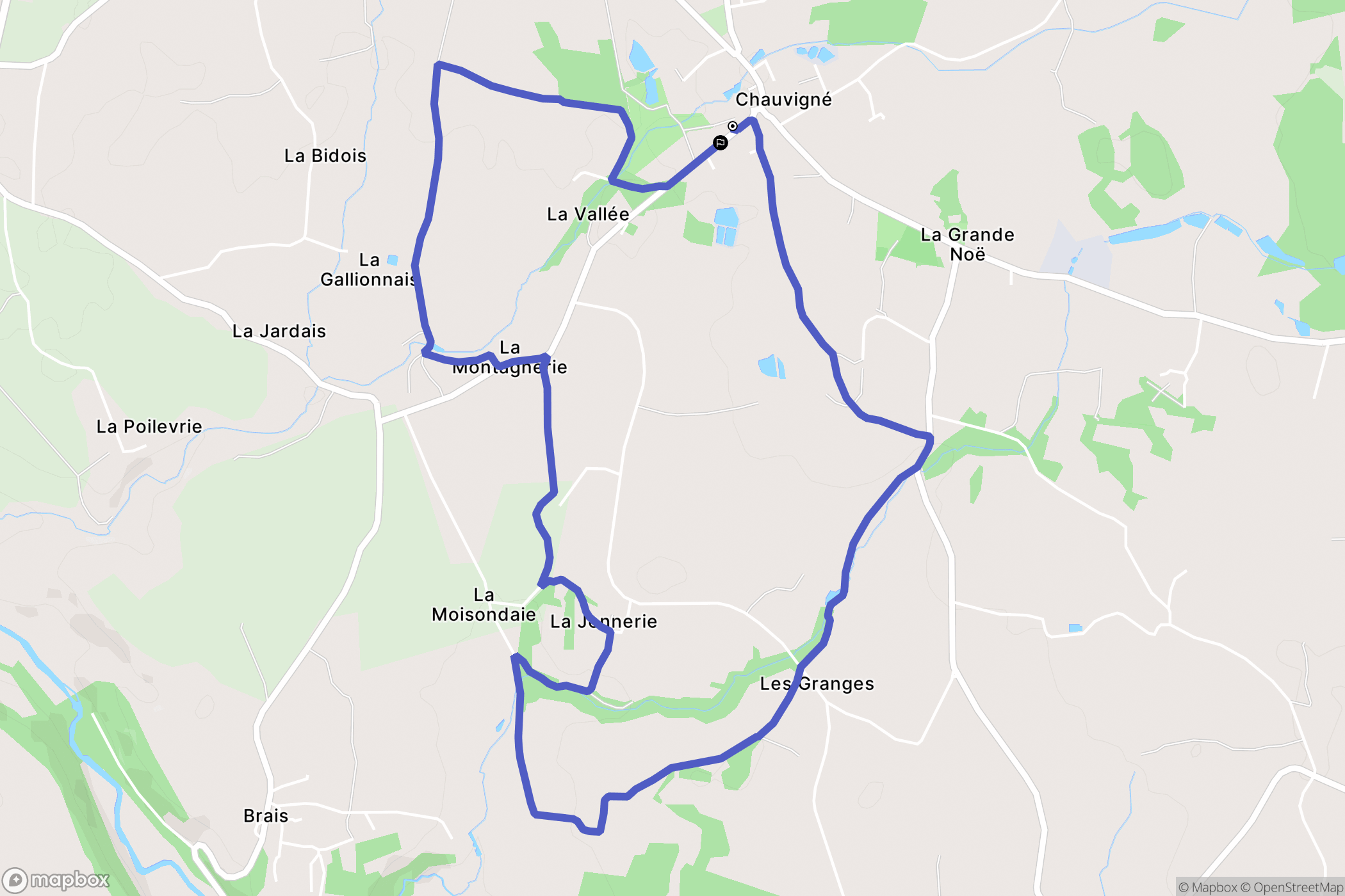 Chauvigné : carte du parcours de randonnée - France