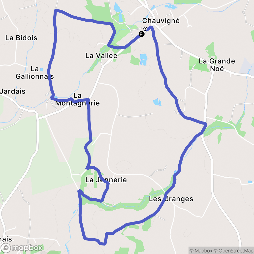 Chauvigné : carte du parcours de randonnée - France