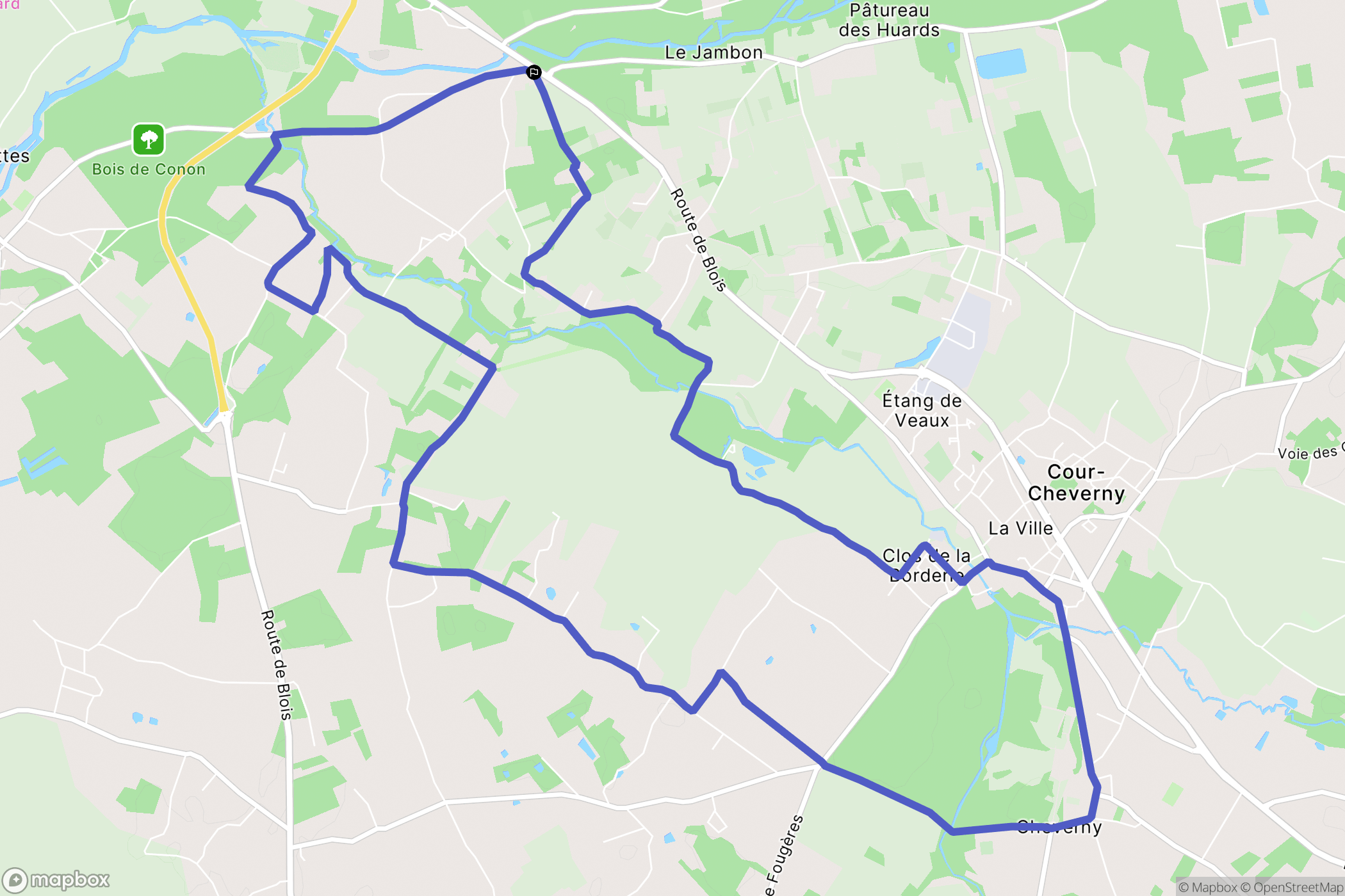 Cellettes : carte du parcours de randonnée - France