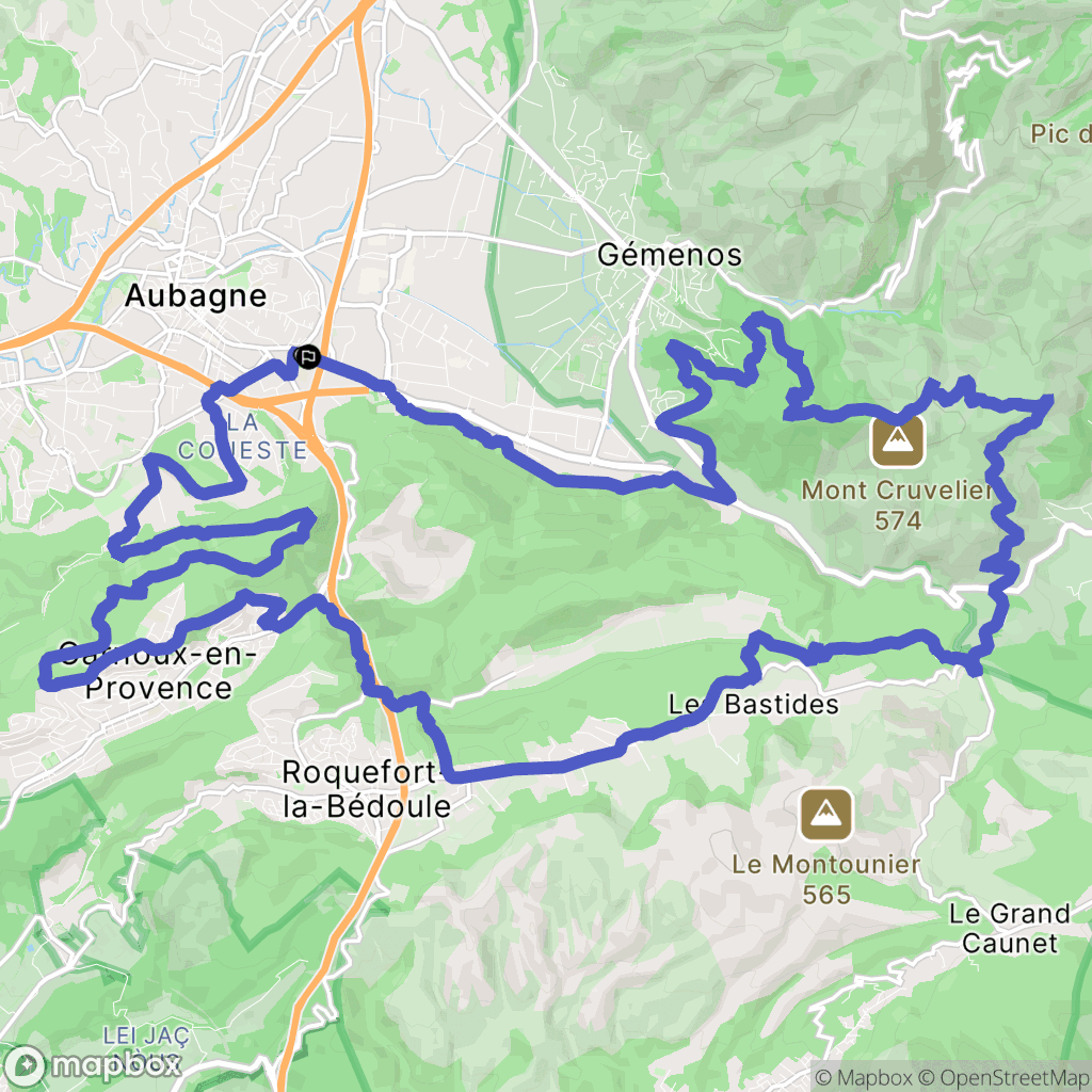 Aubagne : carte du parcours de randonnée - France