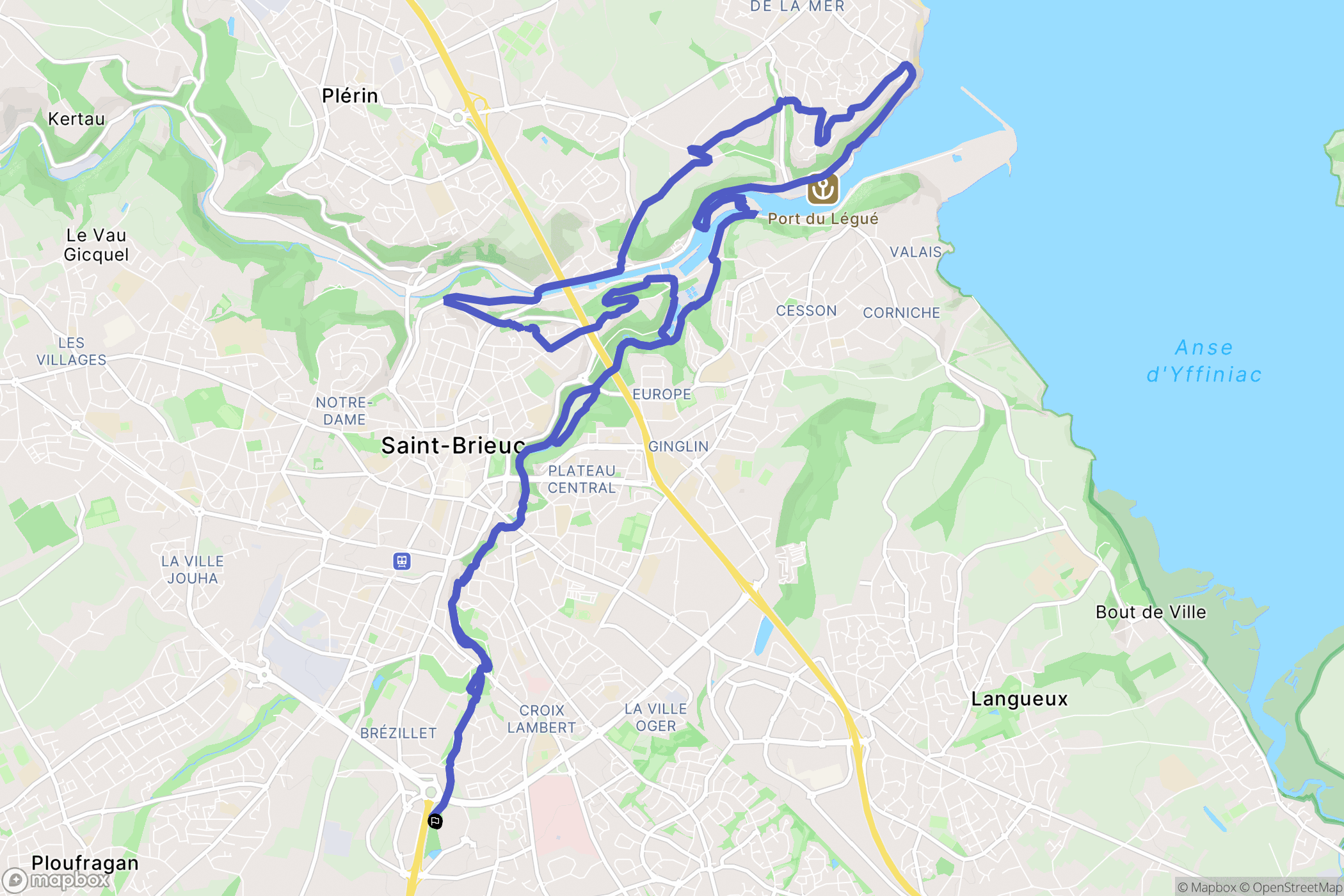Saint Brieux : carte du parcours de randonnée - France