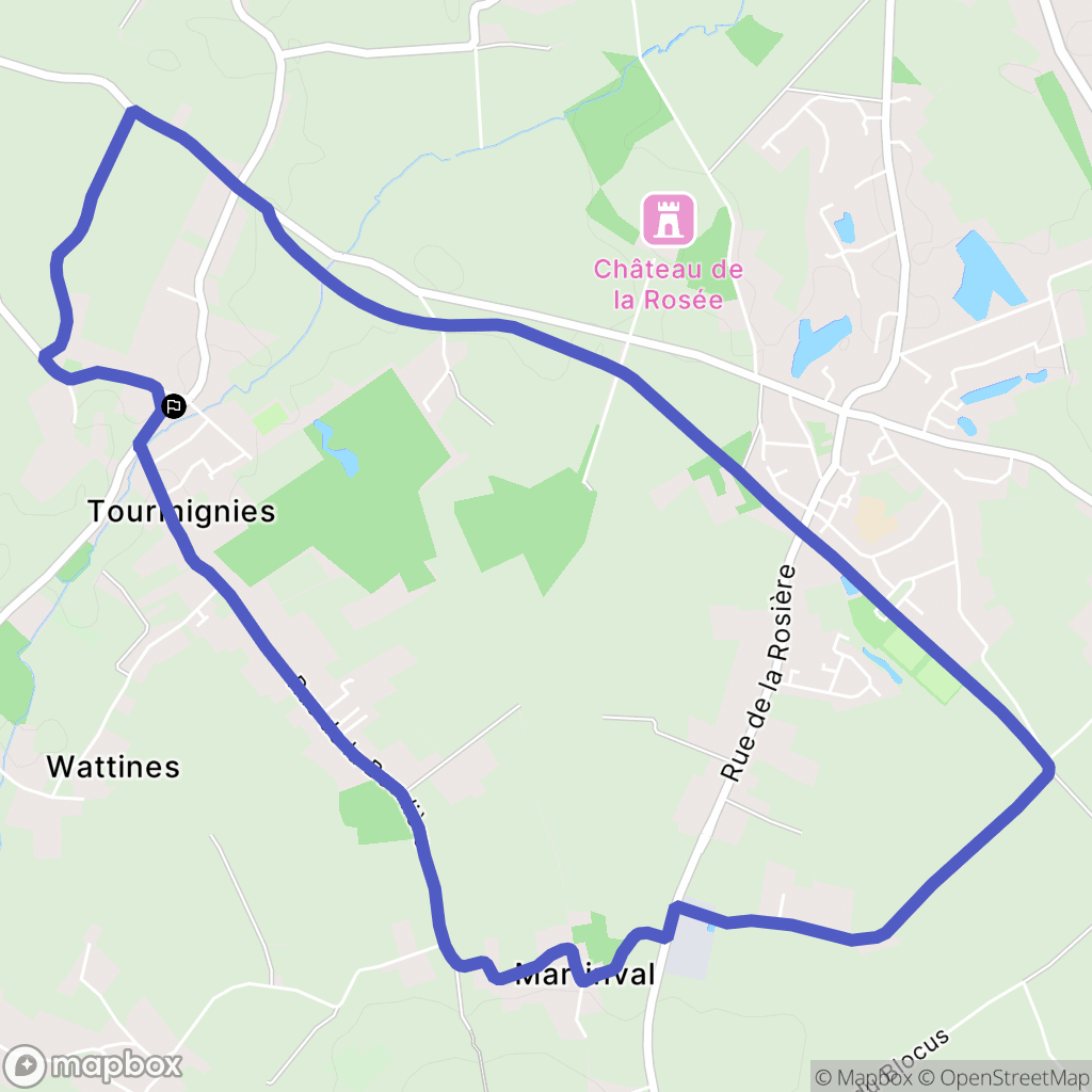Toumignies : carte du parcours de randonnée - France