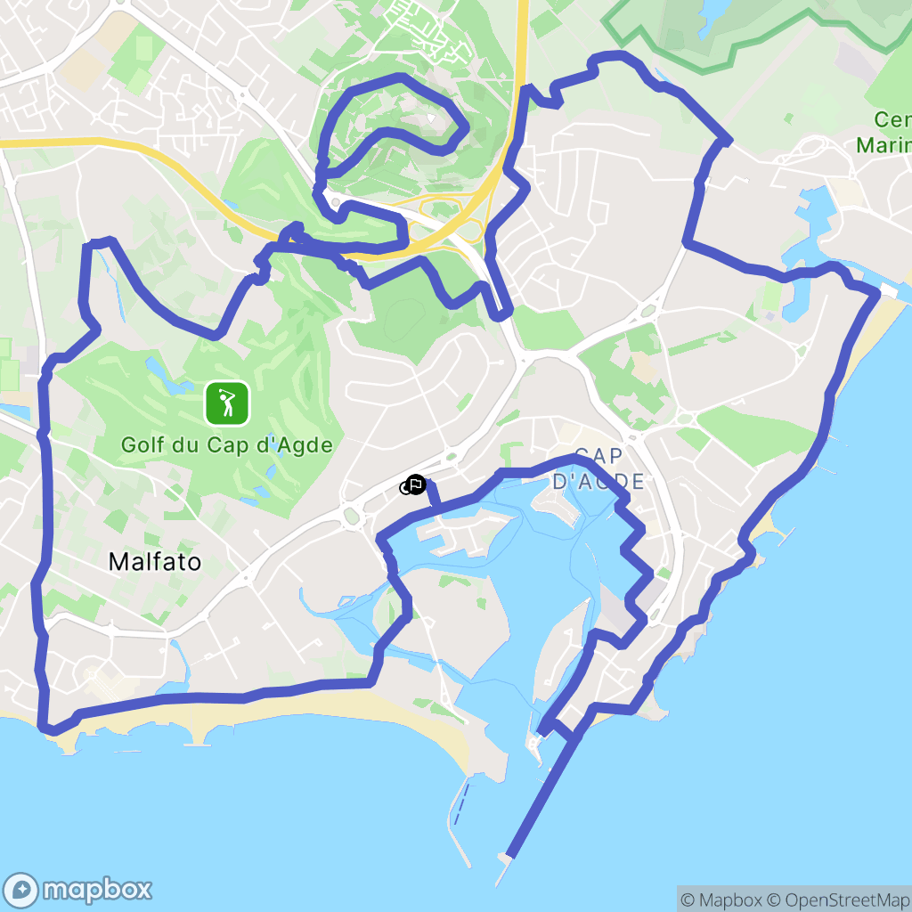 Agde : carte du parcours de randonnée - France
