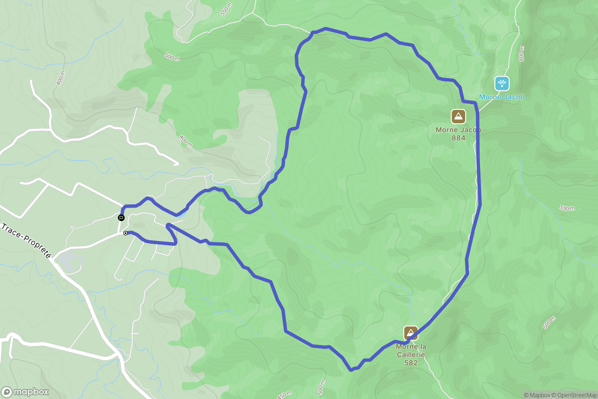 Le Morne Rouge : carte du parcours de randonnée - France