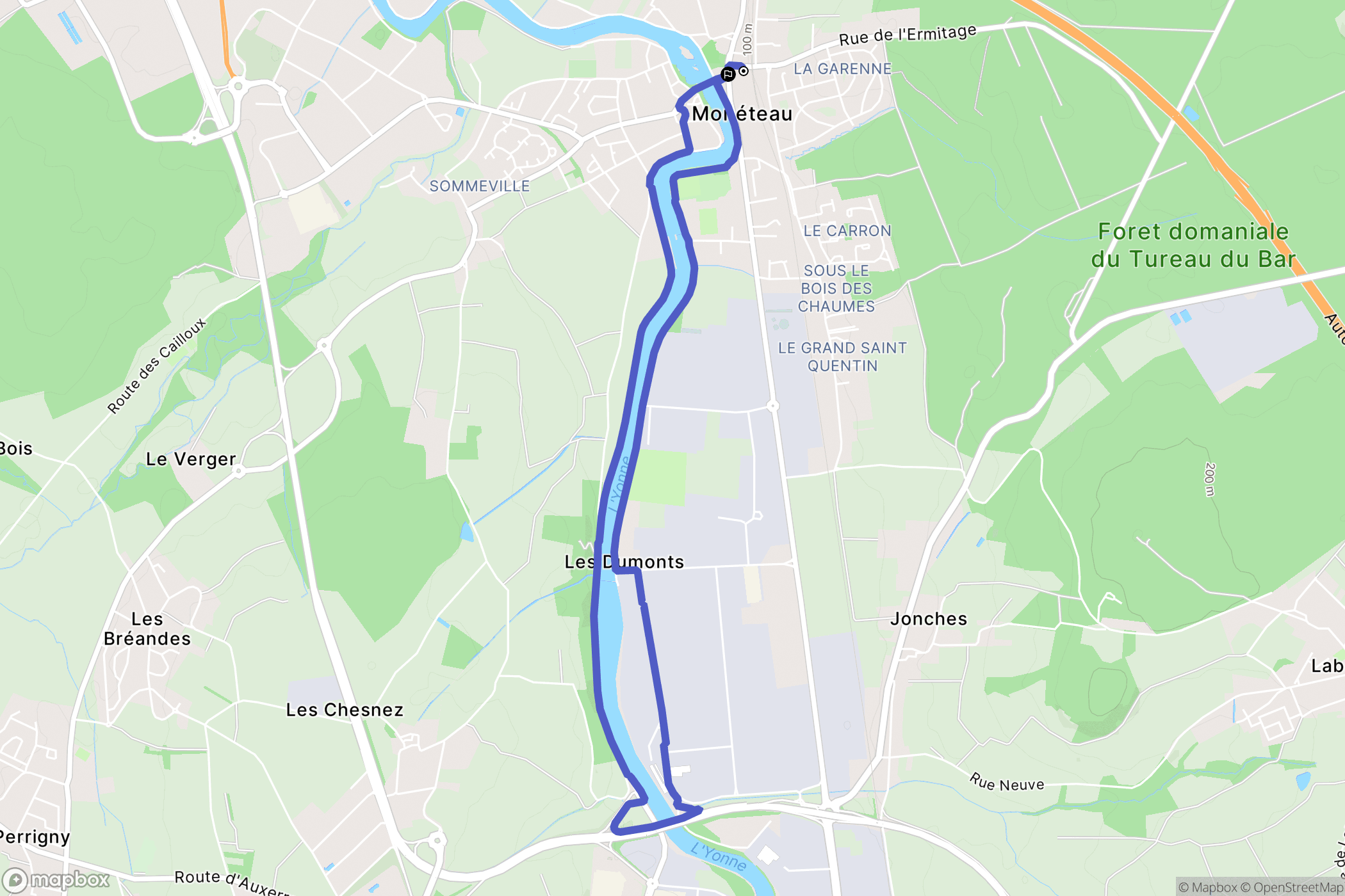 Monéteau : carte du parcours de randonnée - France