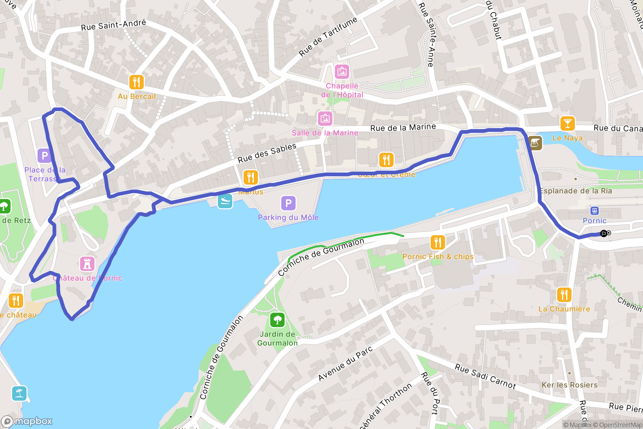 Pornic : carte du parcours de randonnée - France