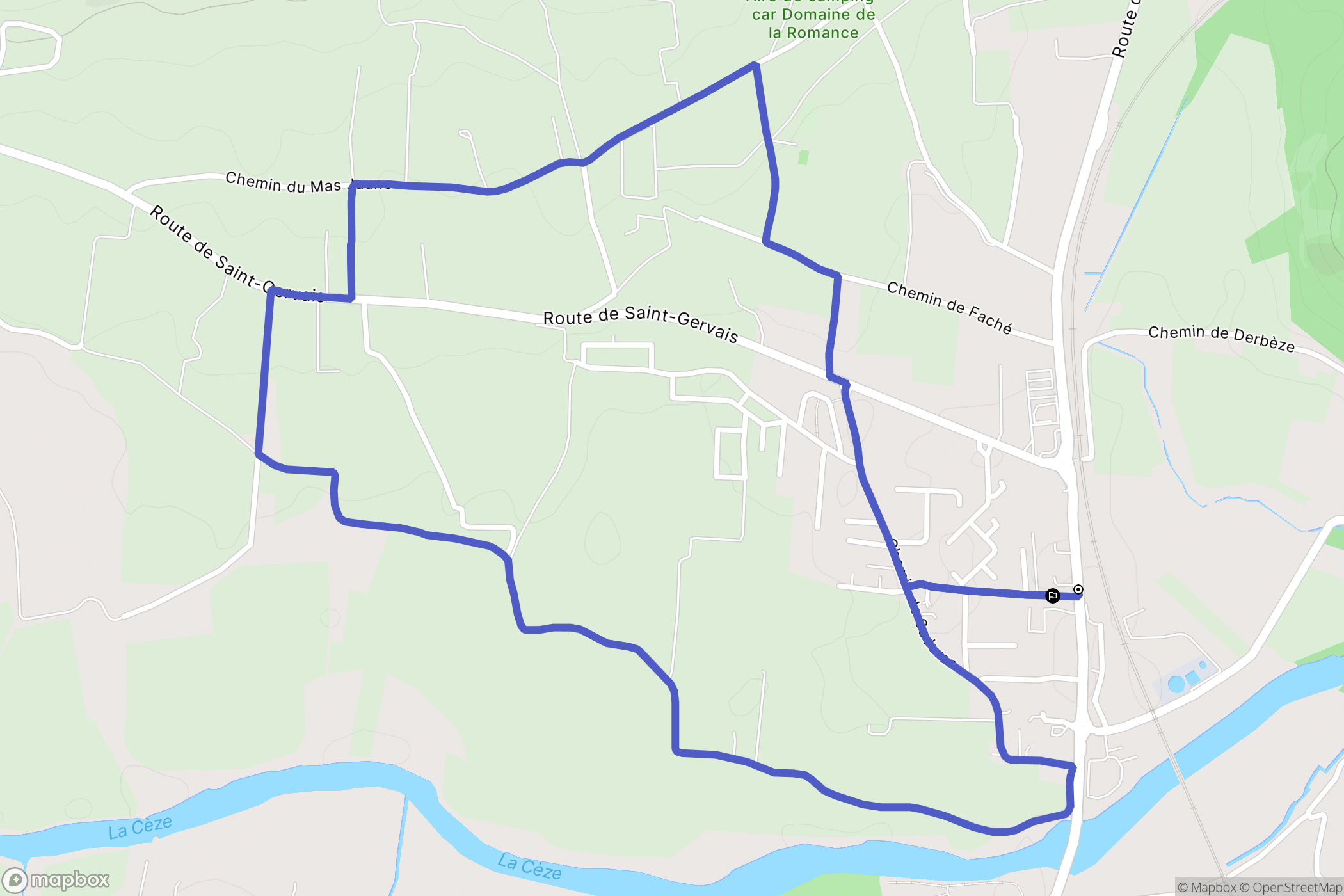 Bagnols-sur-Cèze : carte du parcours de randonnée - France