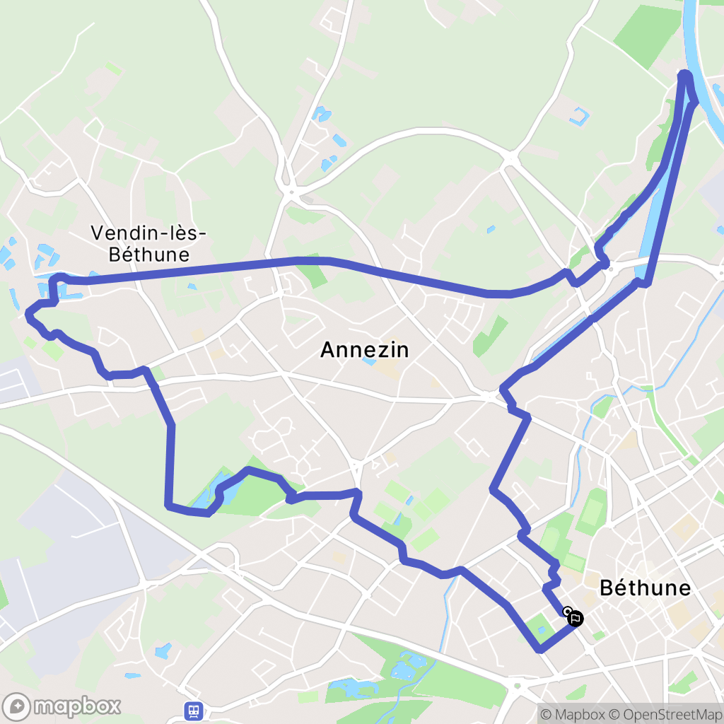 Béthune : carte du parcours de randonnée - France