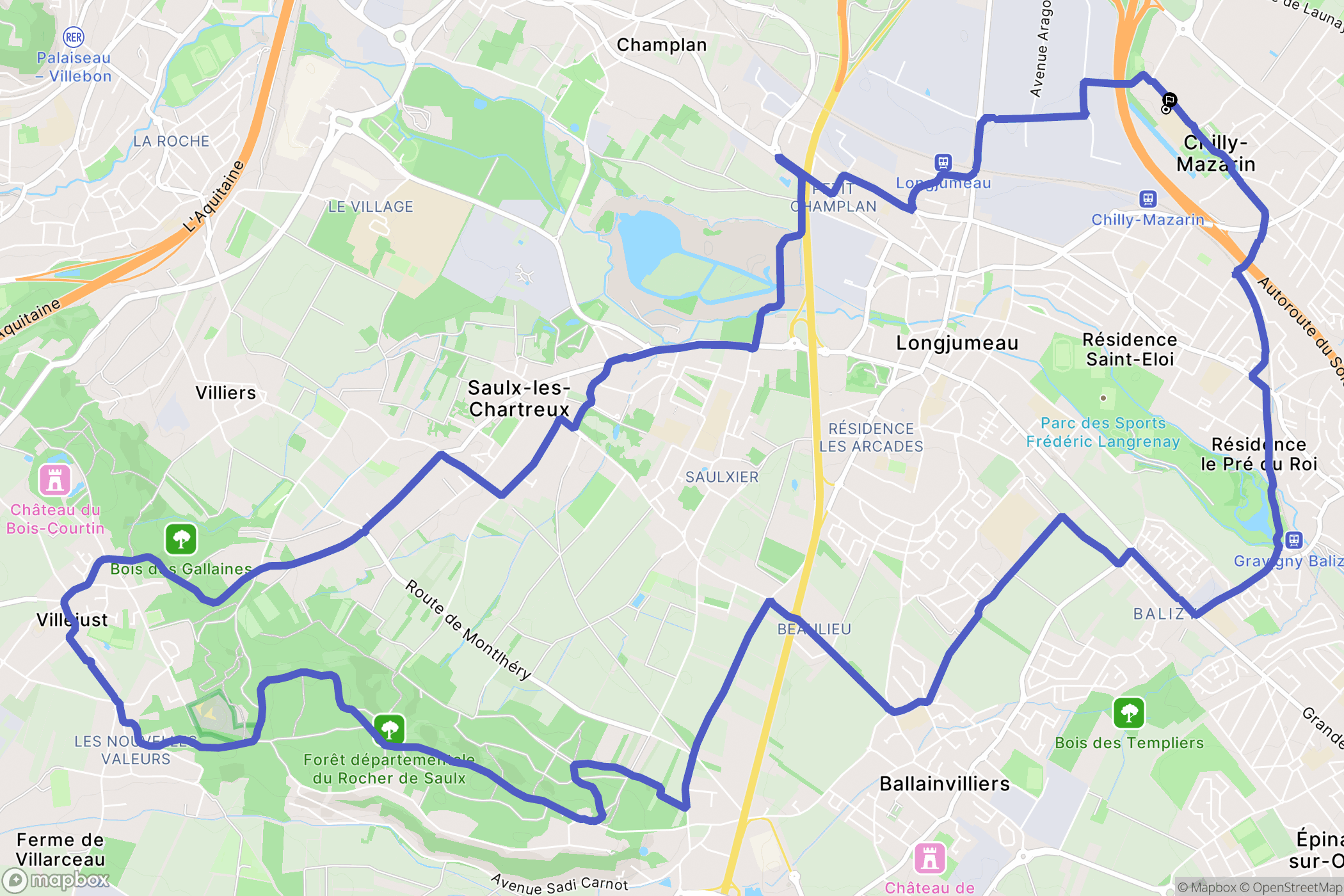 Chilly-Mazarin : carte du parcours de randonnée - France