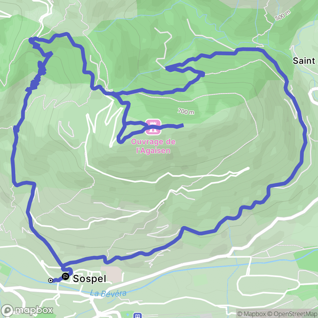 Sospel : carte du parcours de randonnée - France