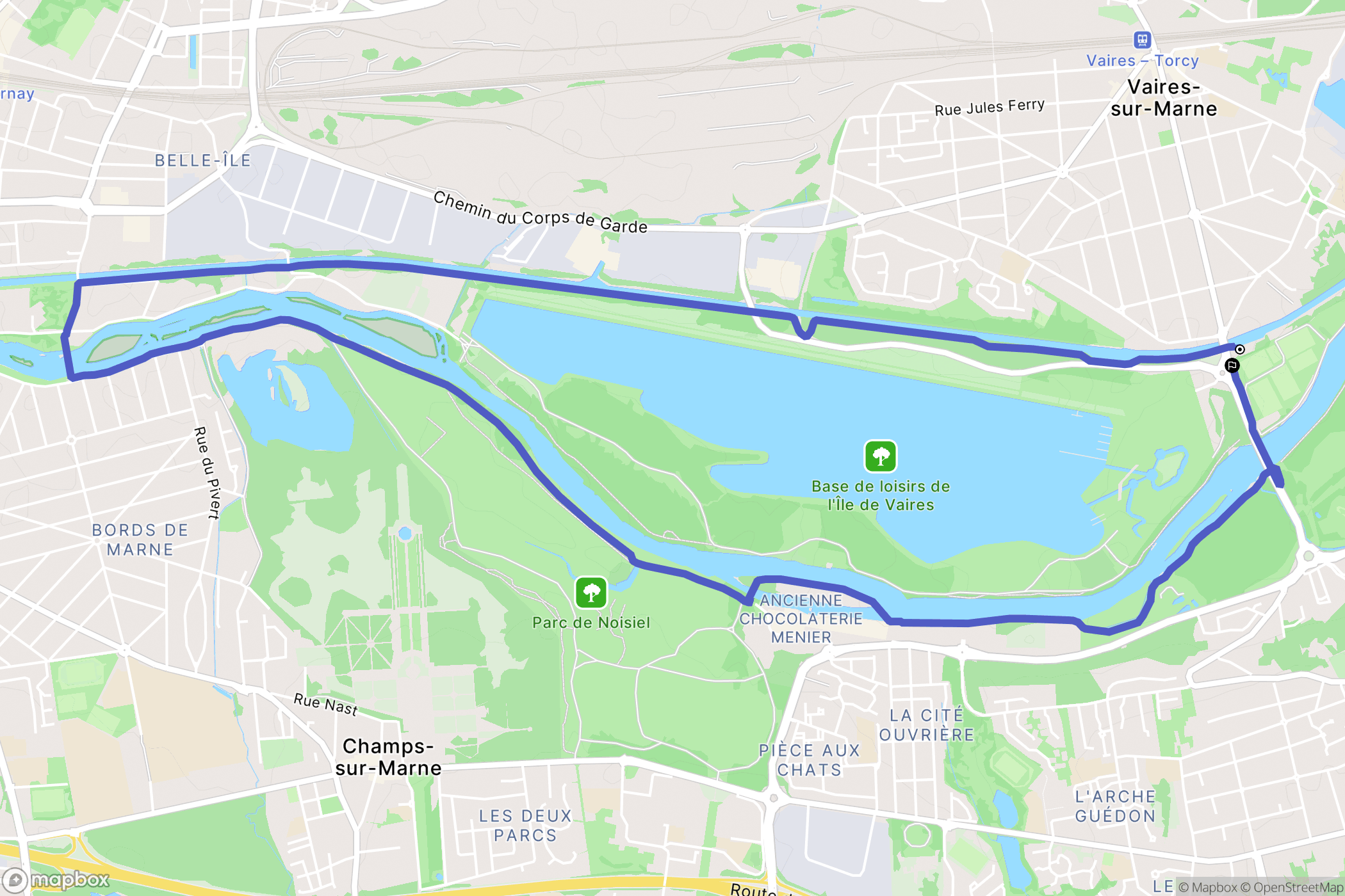 Vaires-sur-Marne : carte du parcours de randonnée - France
