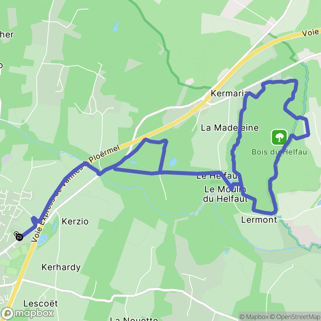Elven : carte du parcours de randonnée - France