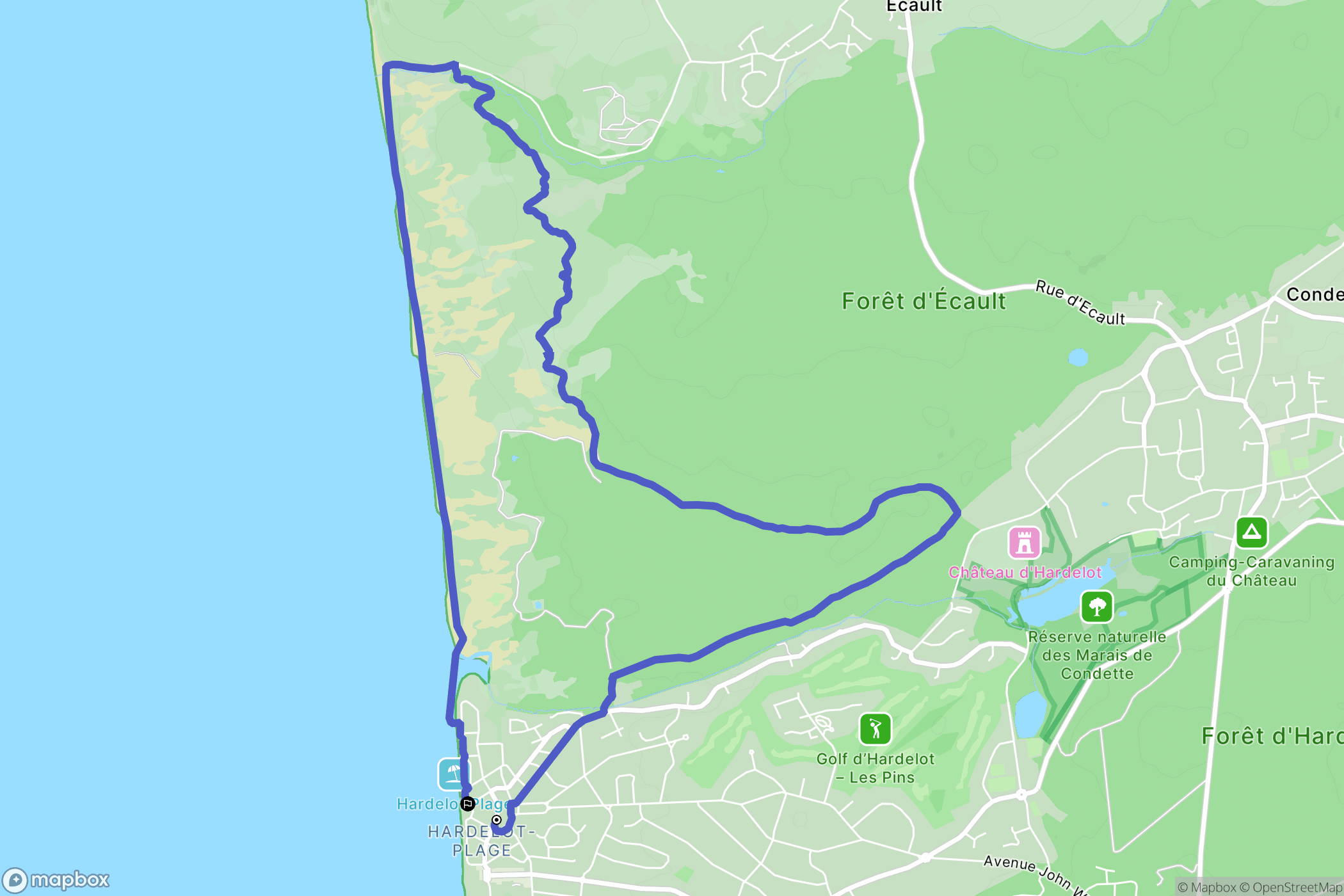 Neufchâtel-Hardelot : carte du parcours de randonnée - France