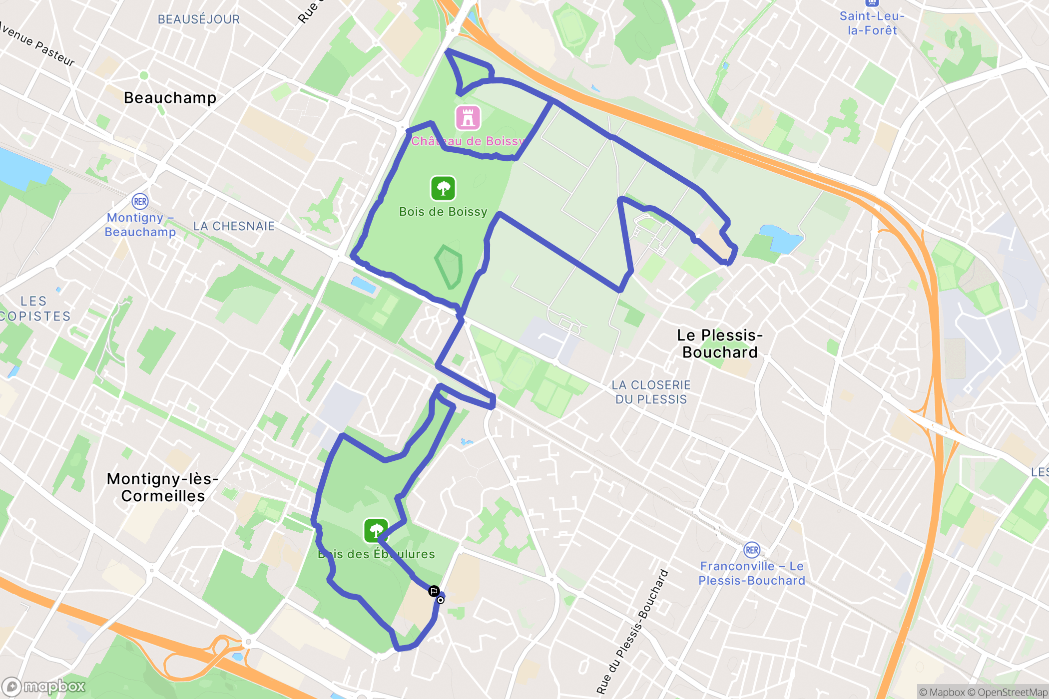 Montigny les Cormeilles : carte du parcours de randonnée - France