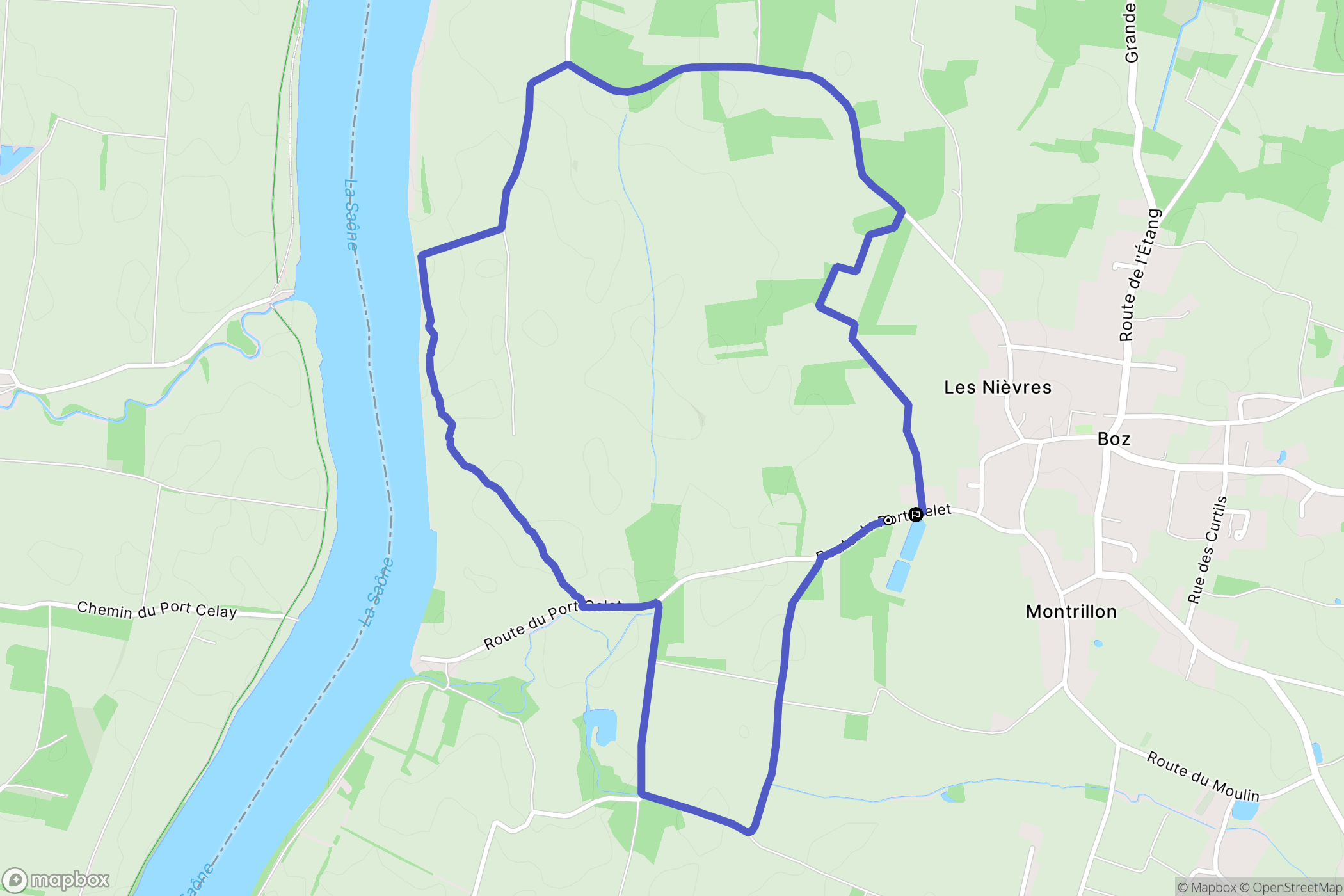 Boz : carte du parcours de randonnée - France