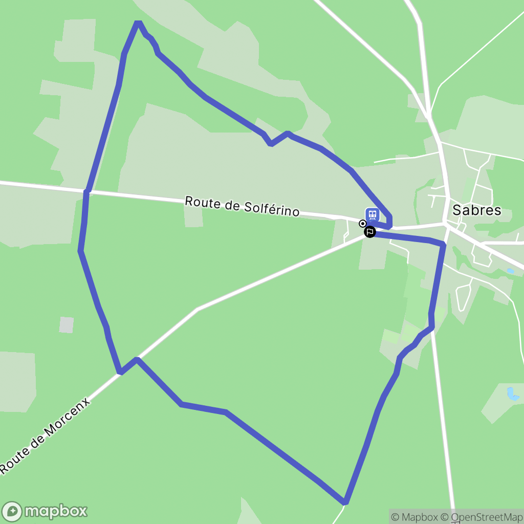 Sabres : carte du parcours de randonnée - France